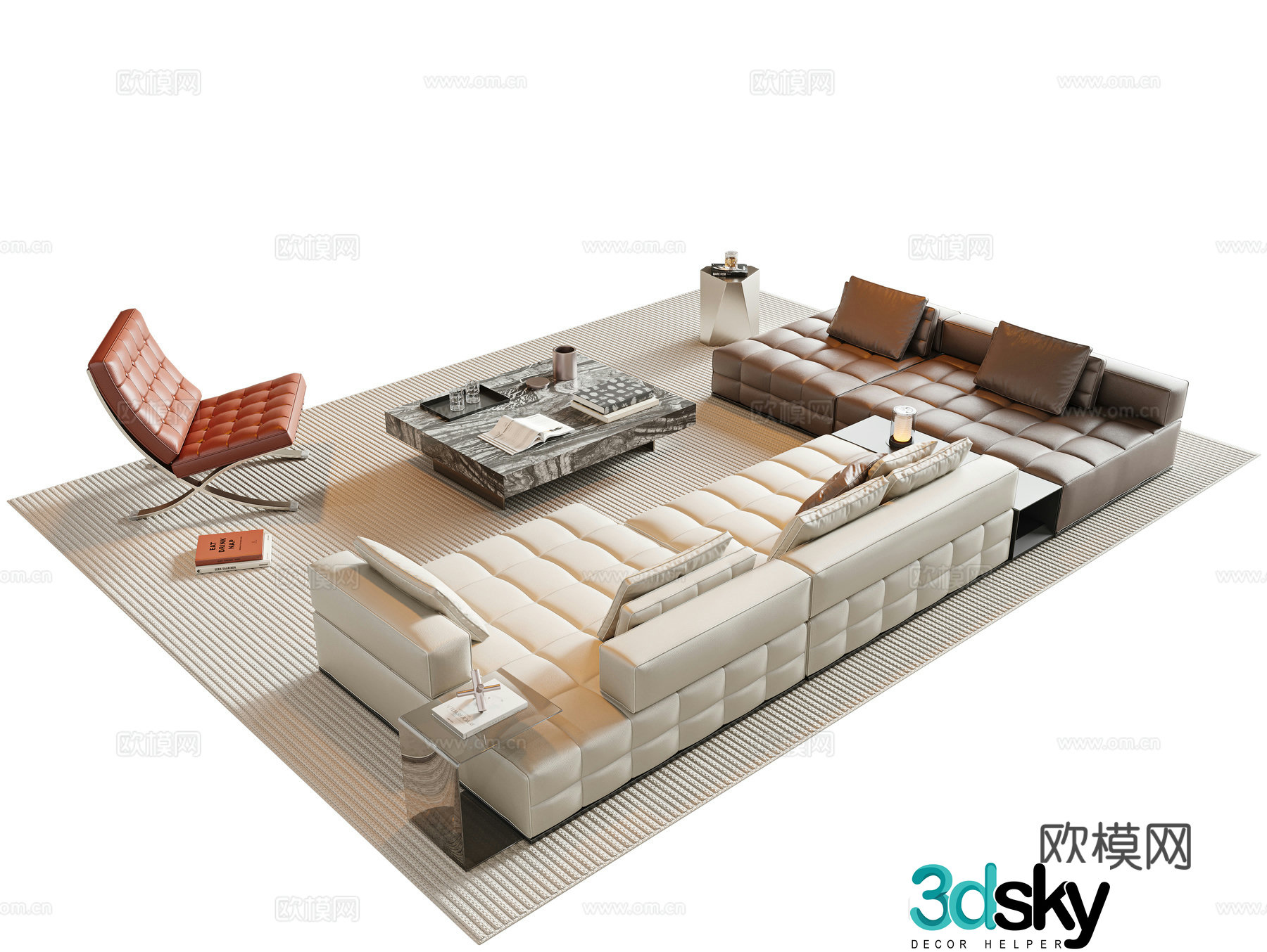 Italian sectional sofa 3d model