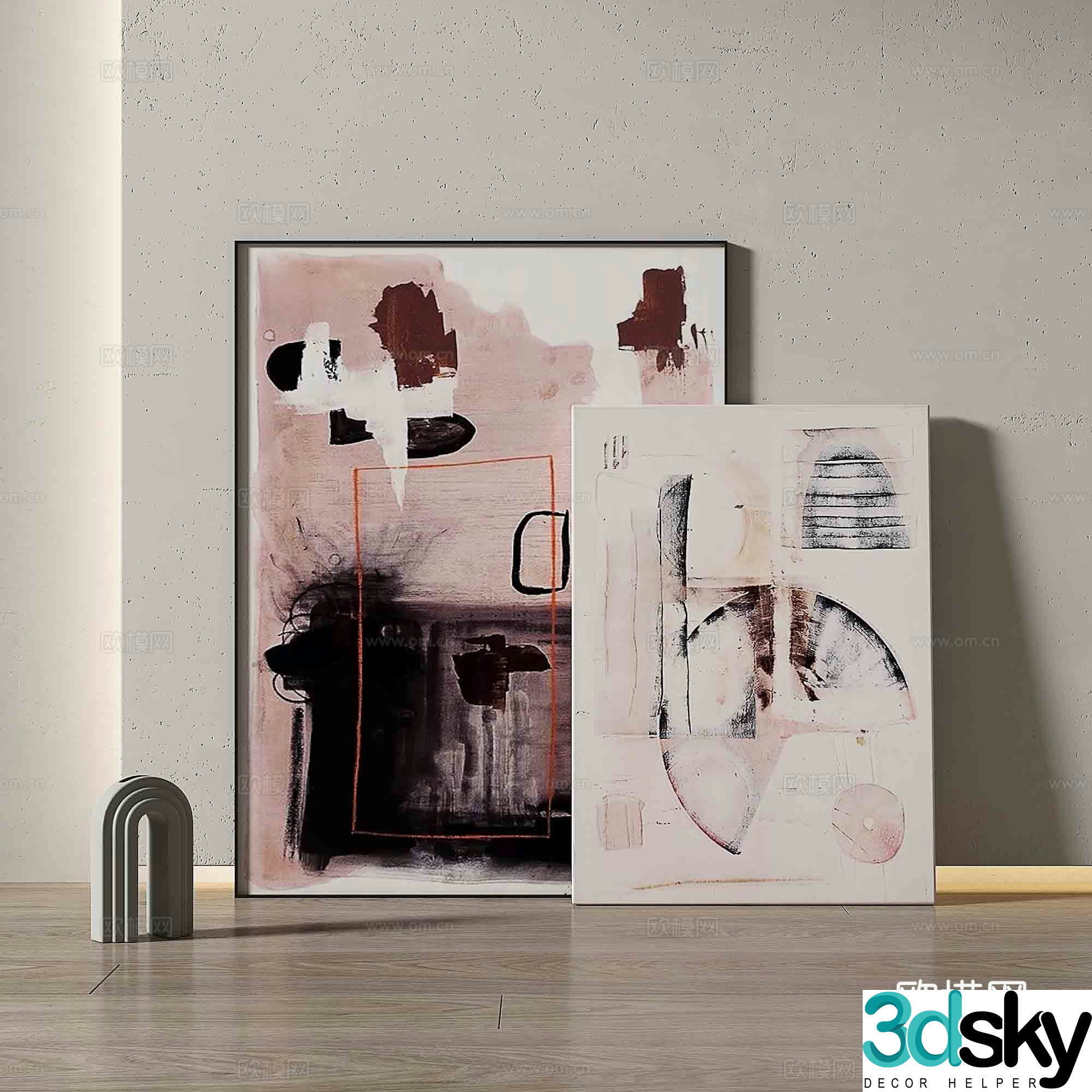 Modern texture painting decorative painting 3d model
