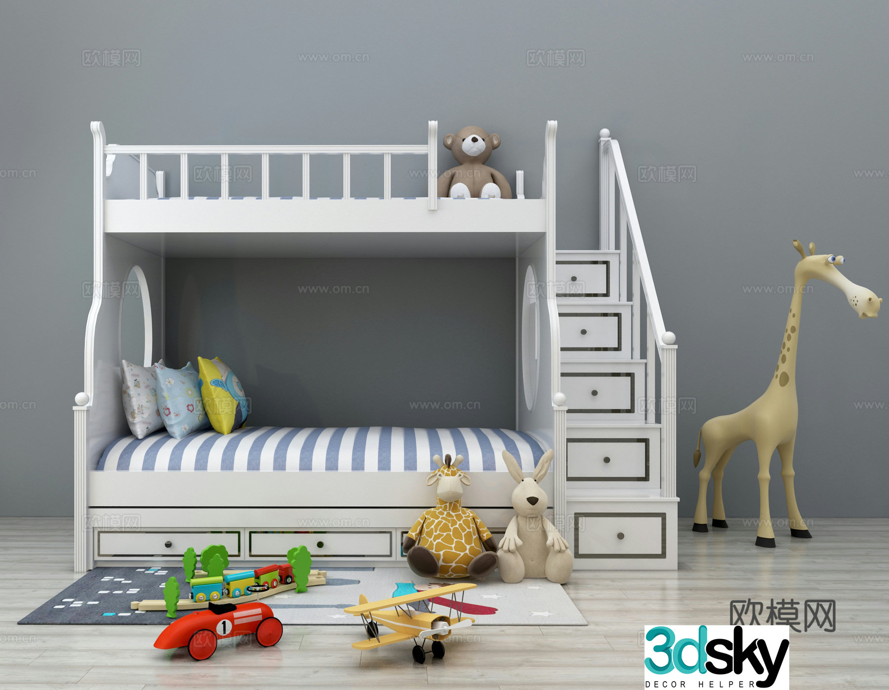 Children getting in and out of bed 3d model