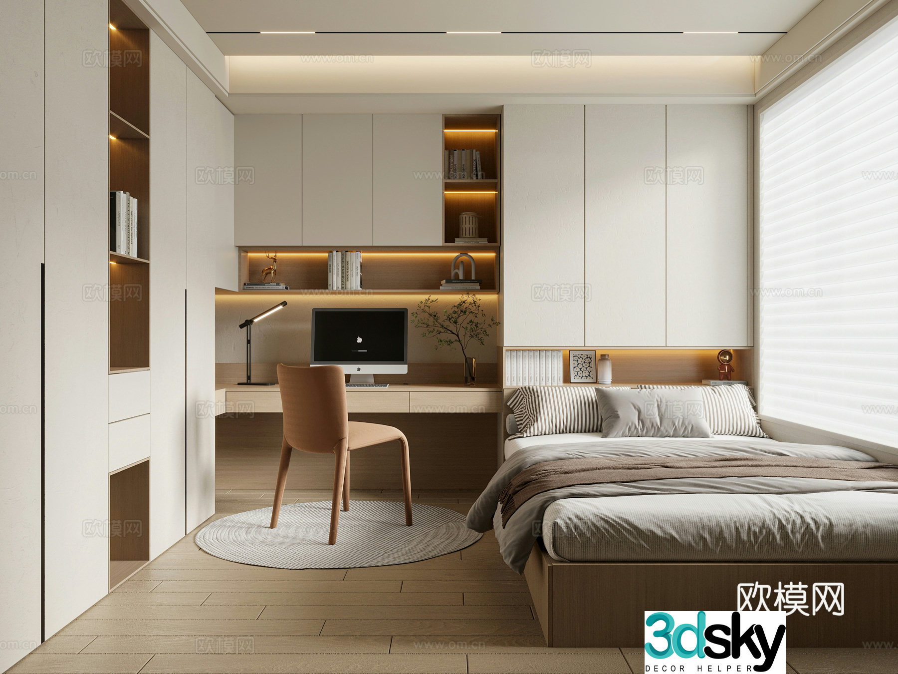 Modern tatami bedroom 3d model