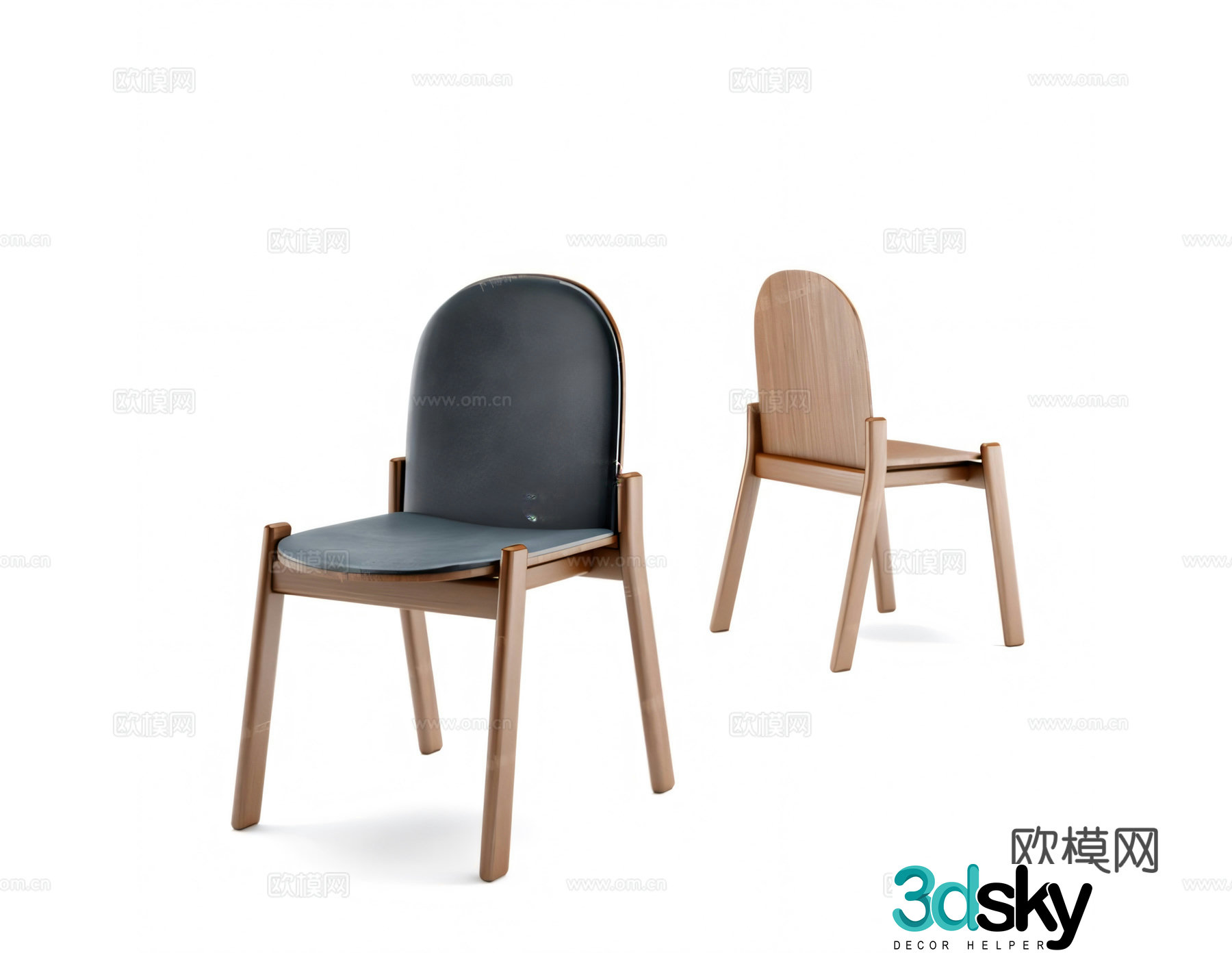 Dining chair single chair chair seat wooden chair 3d model