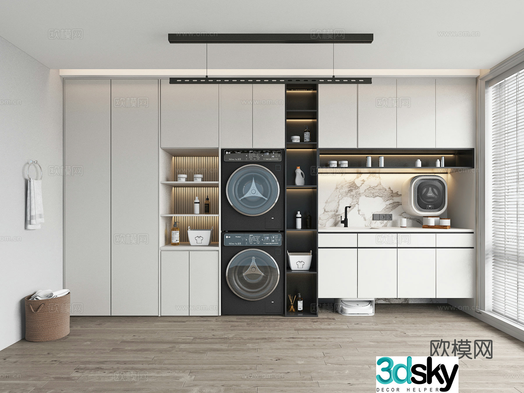 Modern balcony washing machine cabinet 3d model