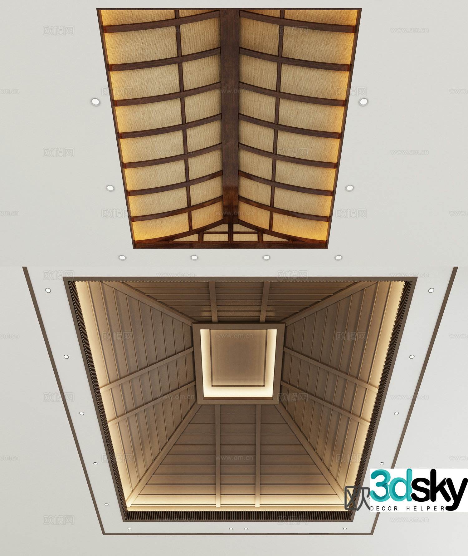 New Chinese style ceiling sloping ceiling 3D model
