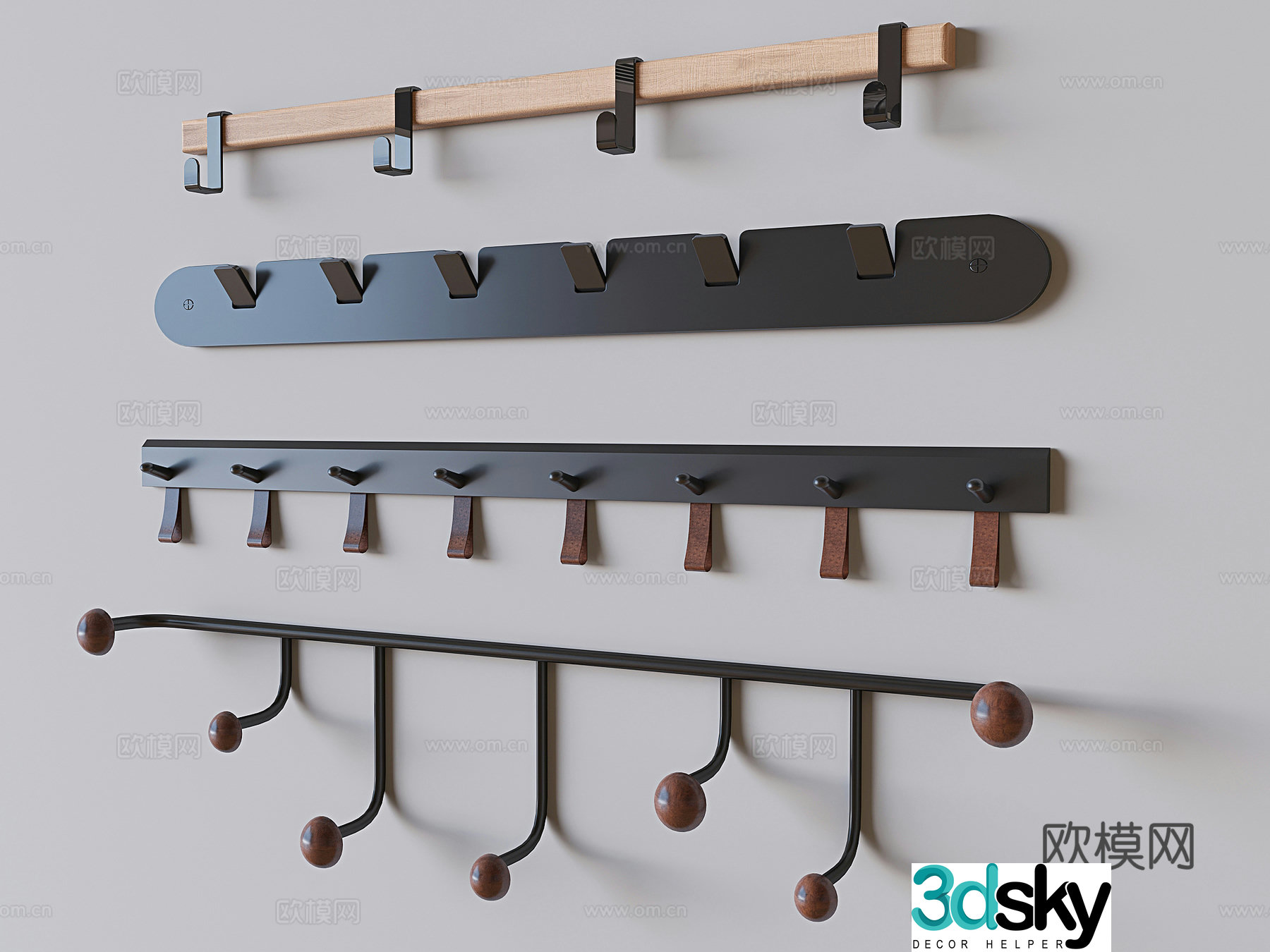 Wall-mounted clothes hook hook 3d model