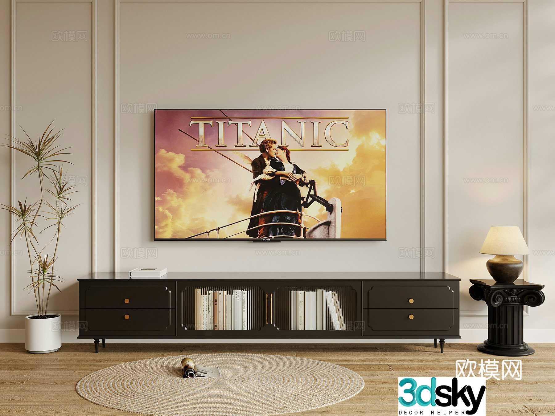 French retro style TV cabinet 3D model