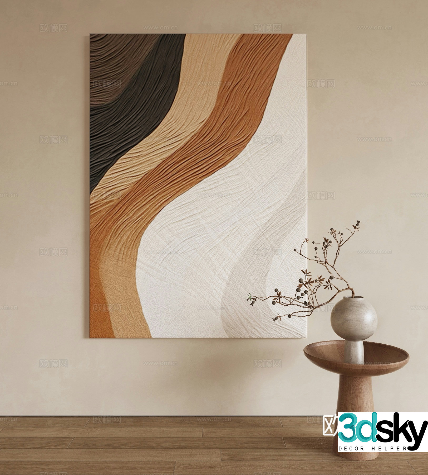 Modern texture painting decorative painting 3d model