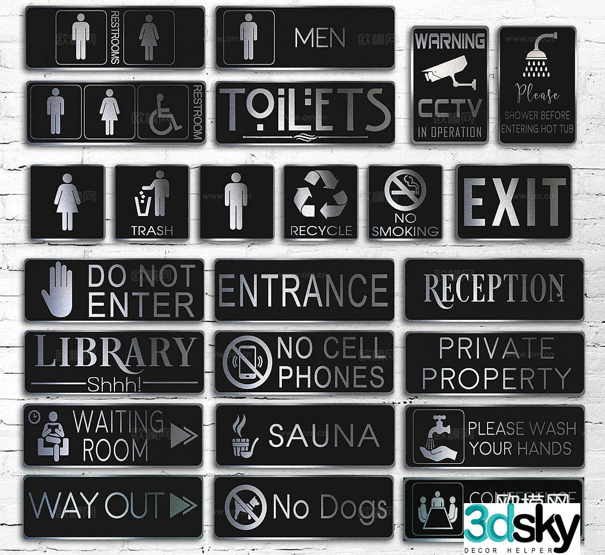 Logo signage guide sign 3d model