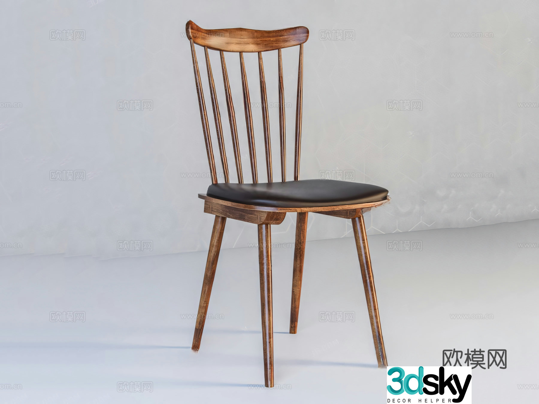 Dining chair single chair chair seat wooden chair 3d model