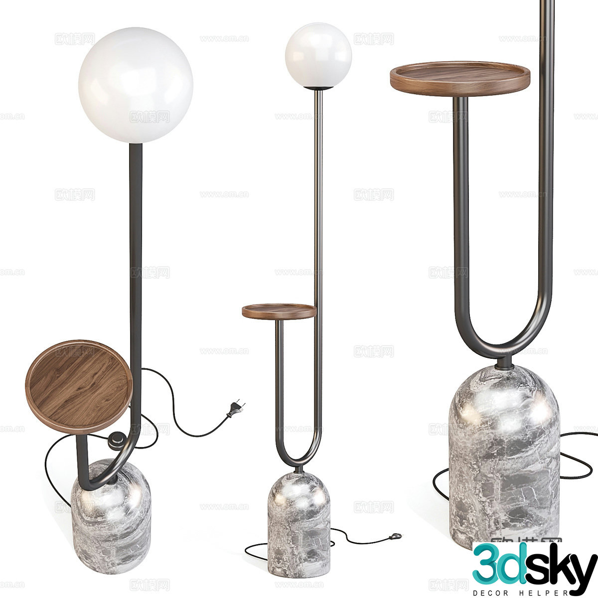 Modern corner table floor lamp 3d model