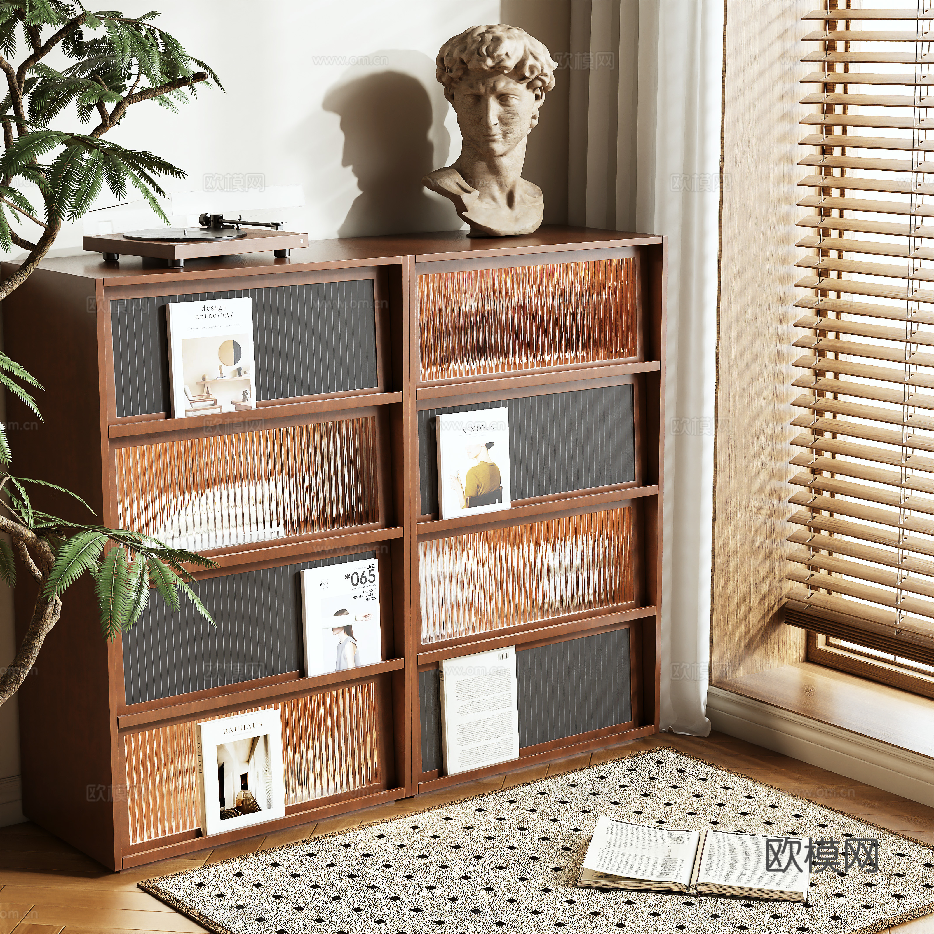 Medieval style magazine rack low bookcase 3D model
