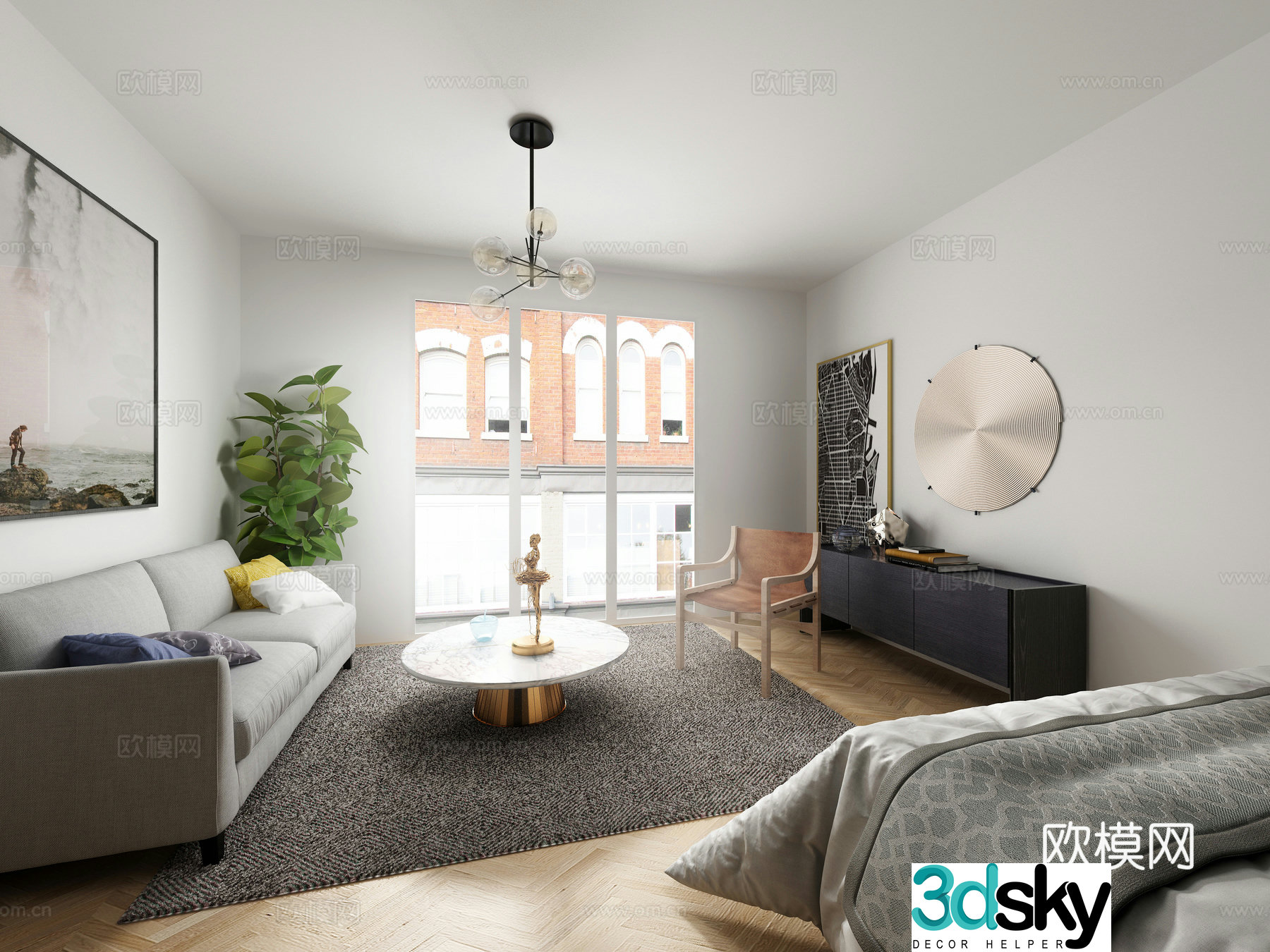 Modern minimalist living room 3d model