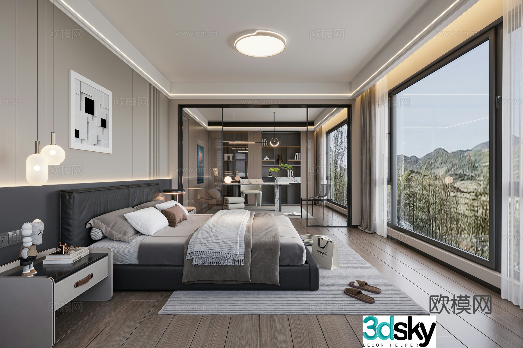 Modern bedroom master bedroom study 3d model