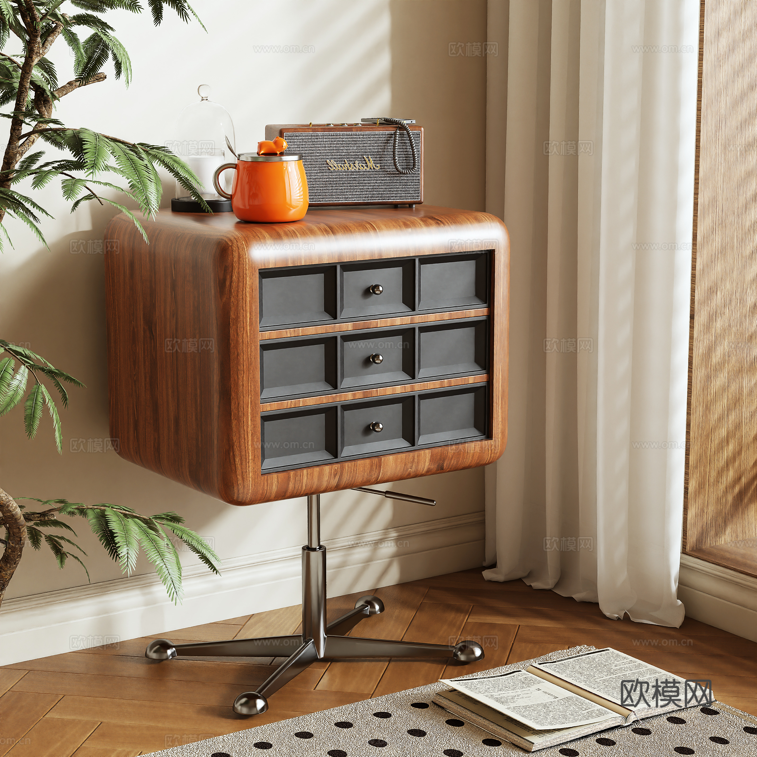 Medieval style bedside table 3d model