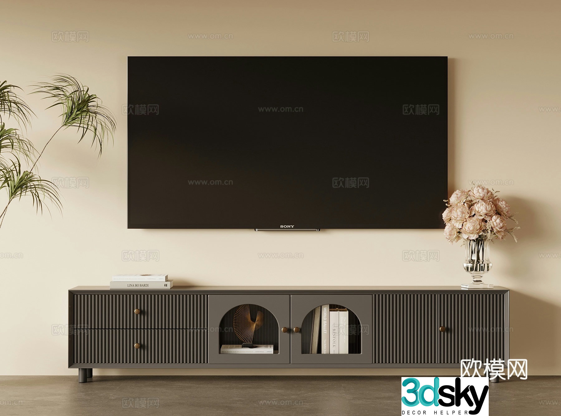 French retro style TV cabinet 3D model