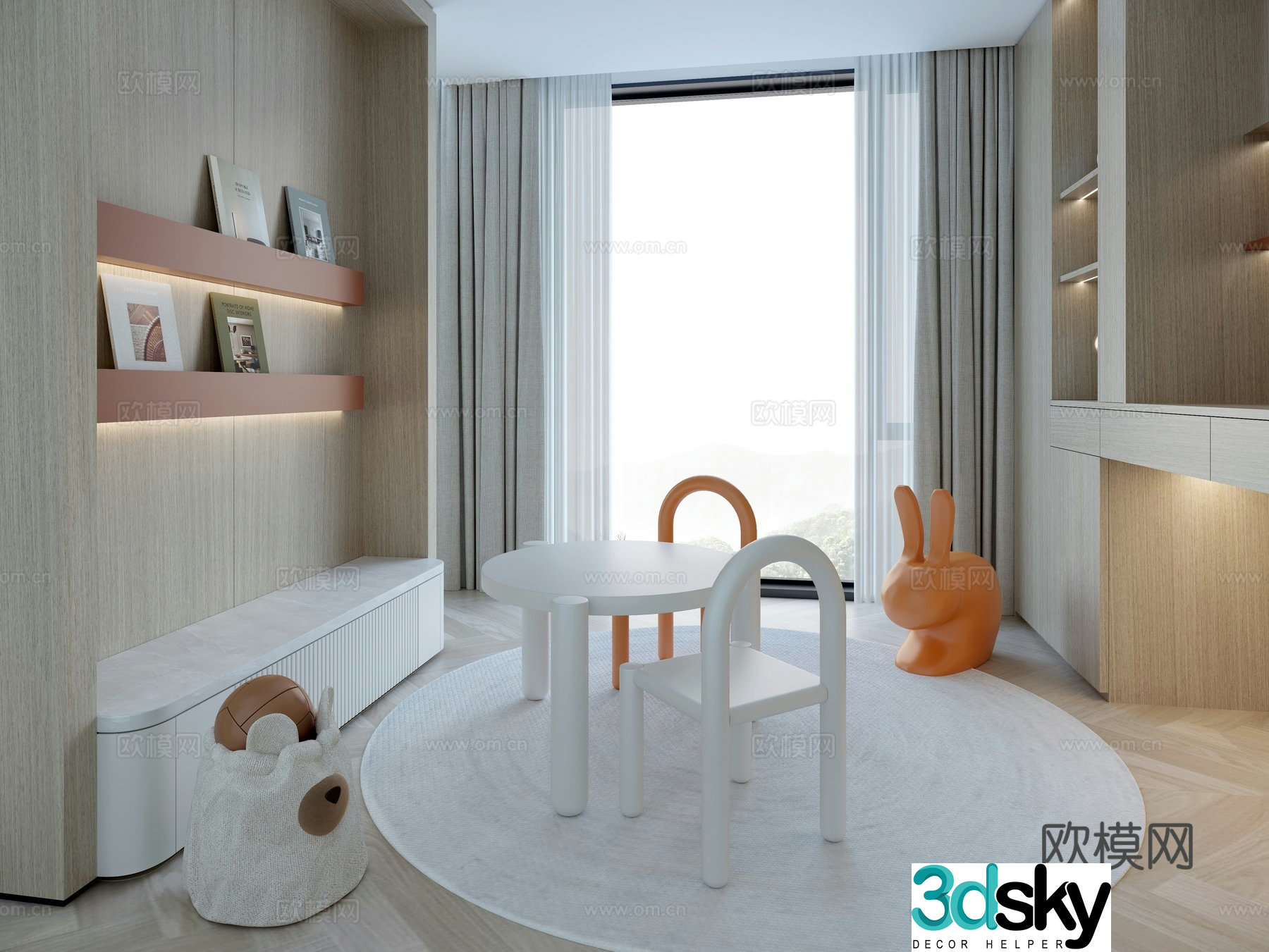 Modern entertainment area children’s room 3d model