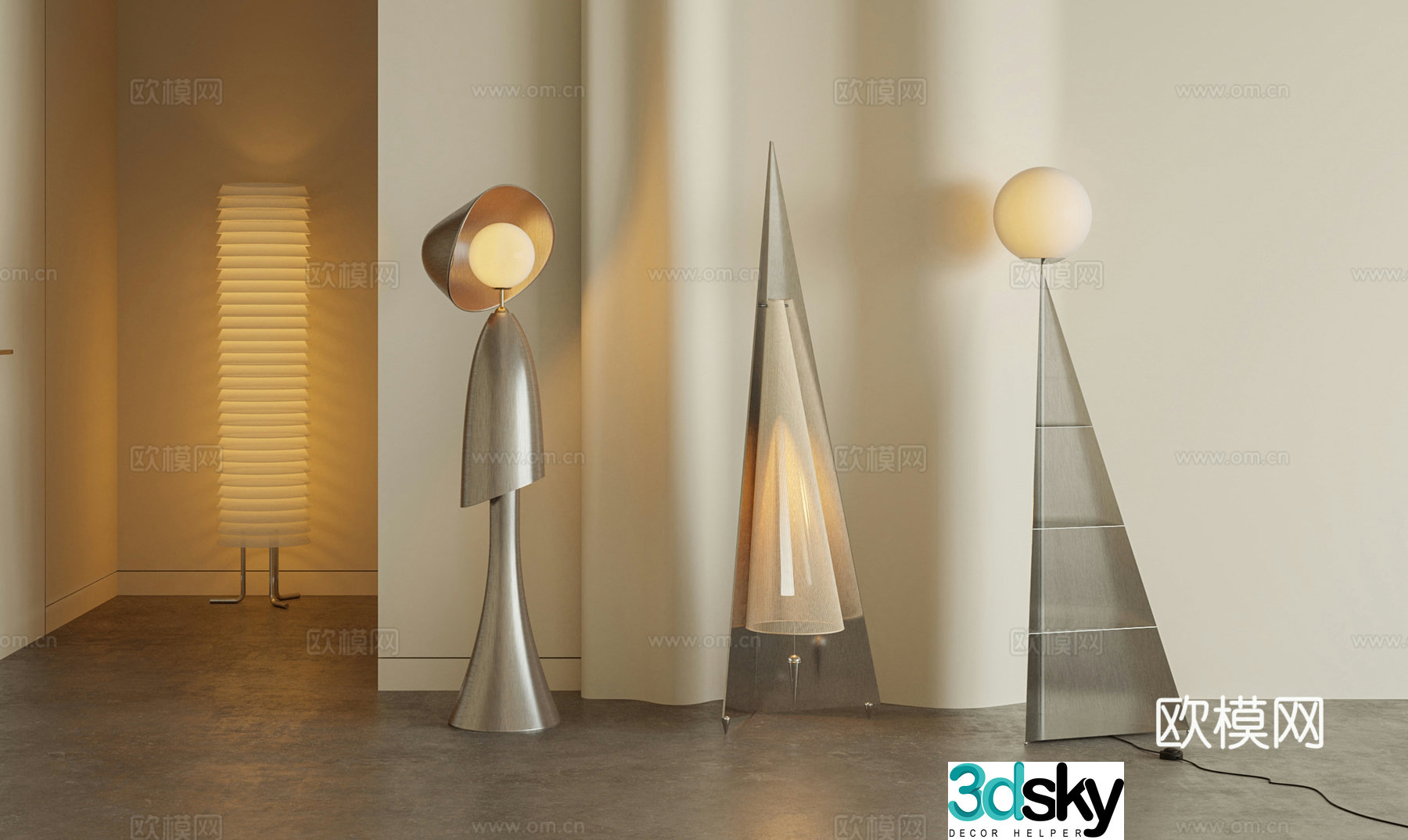Cream style floor lamp 3d model