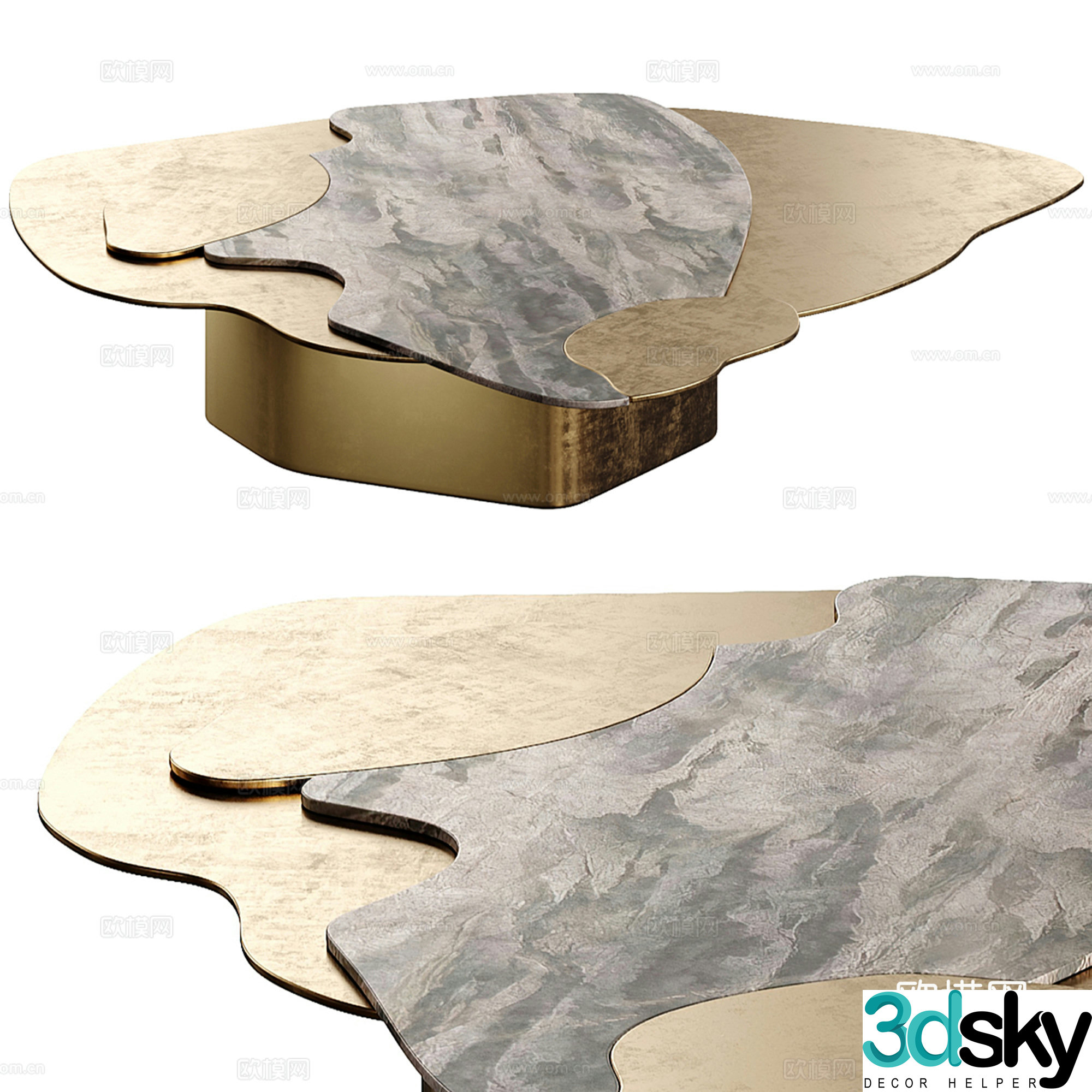 Light luxury special-shaped coffee table 3D model