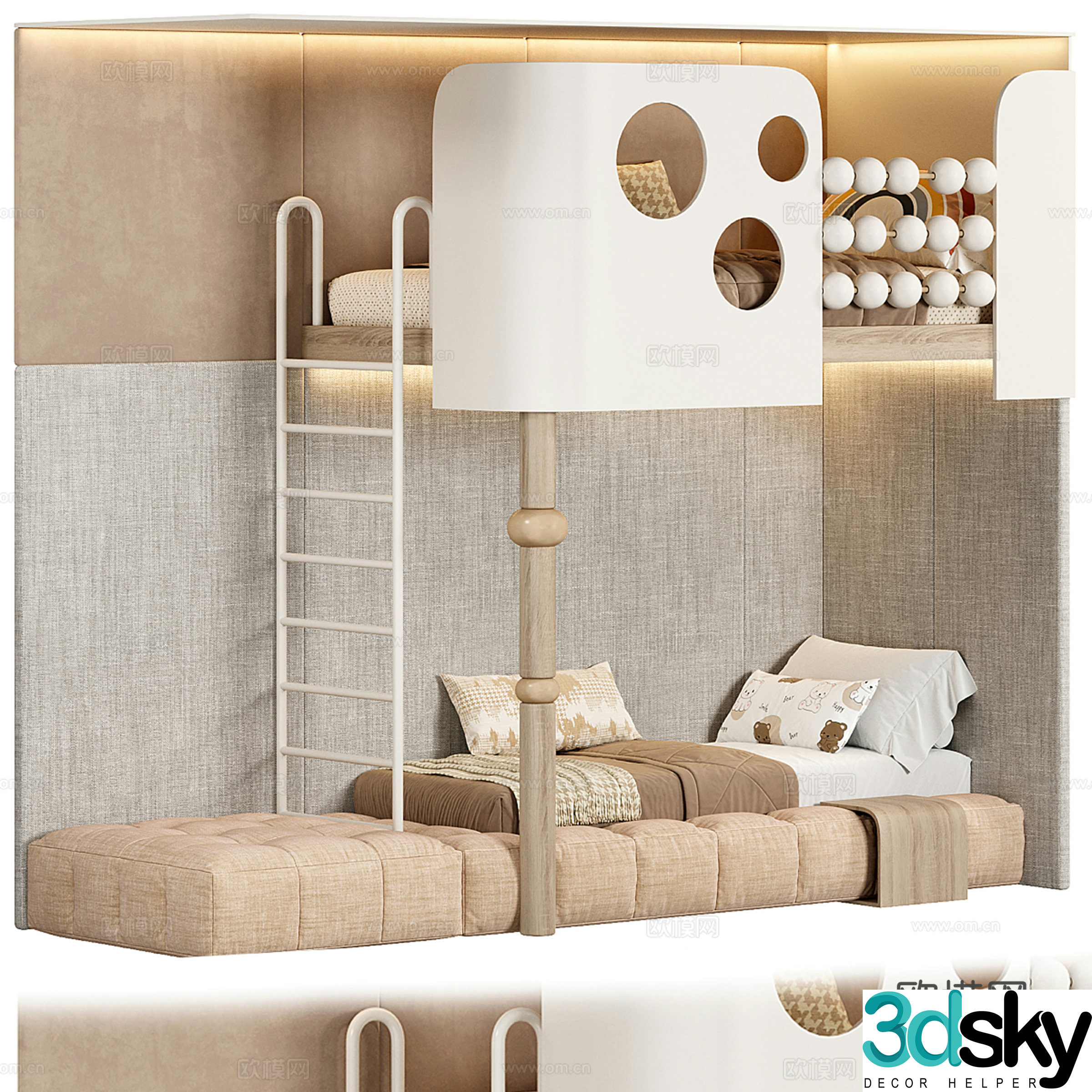 Bunk bed children’s bunk bed 3d model