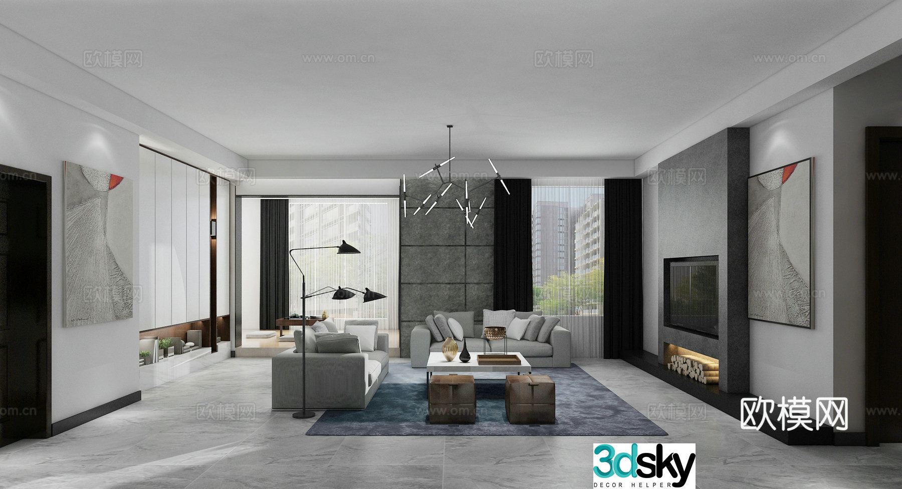 Modern living room 3d model