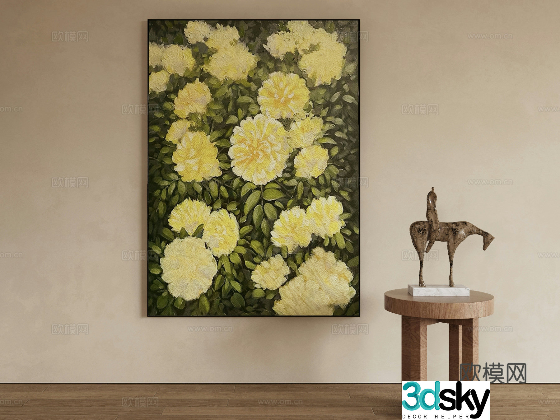 Modern oil painting decorative painting 3d model