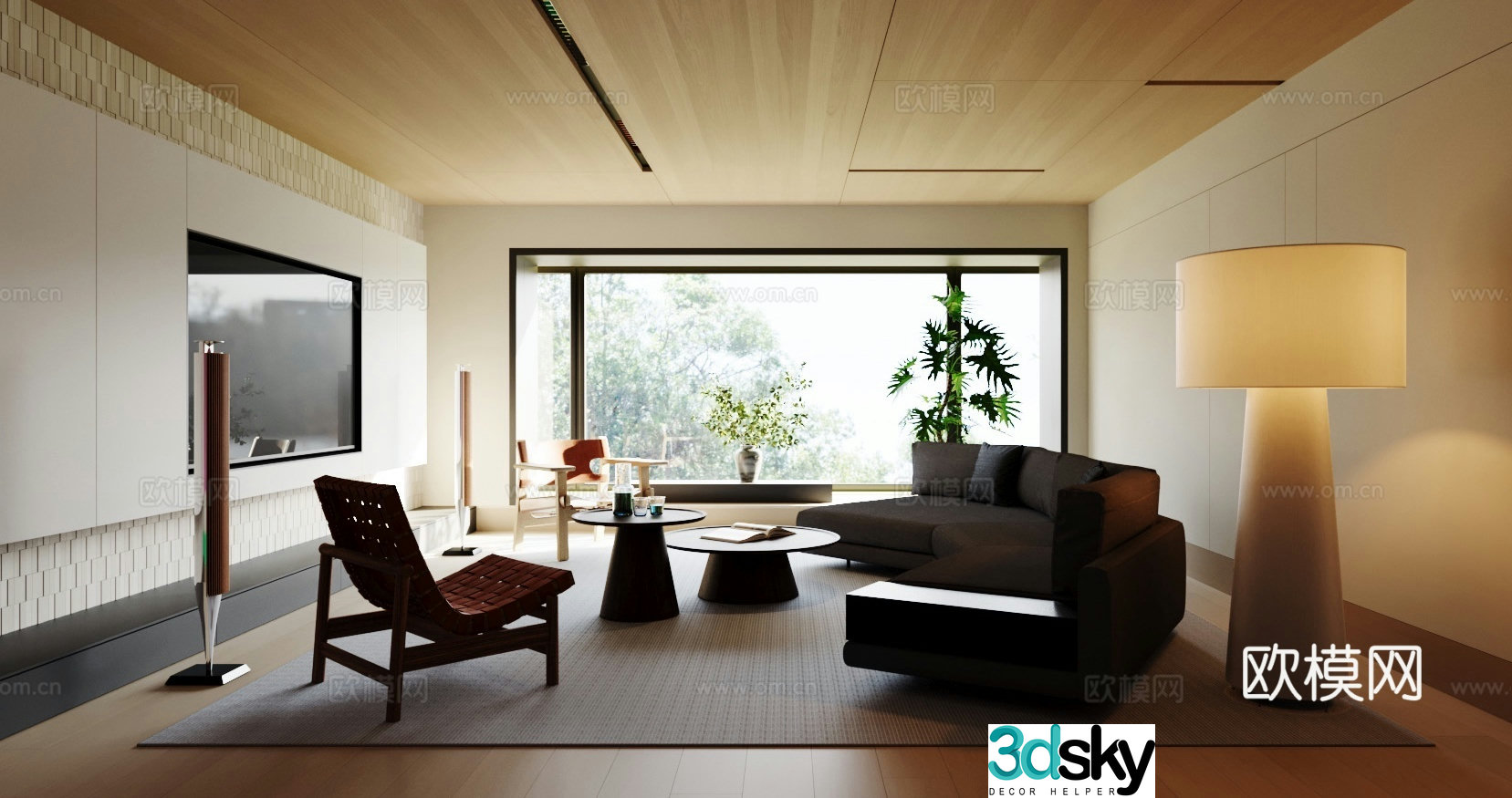 Log living room 3d model