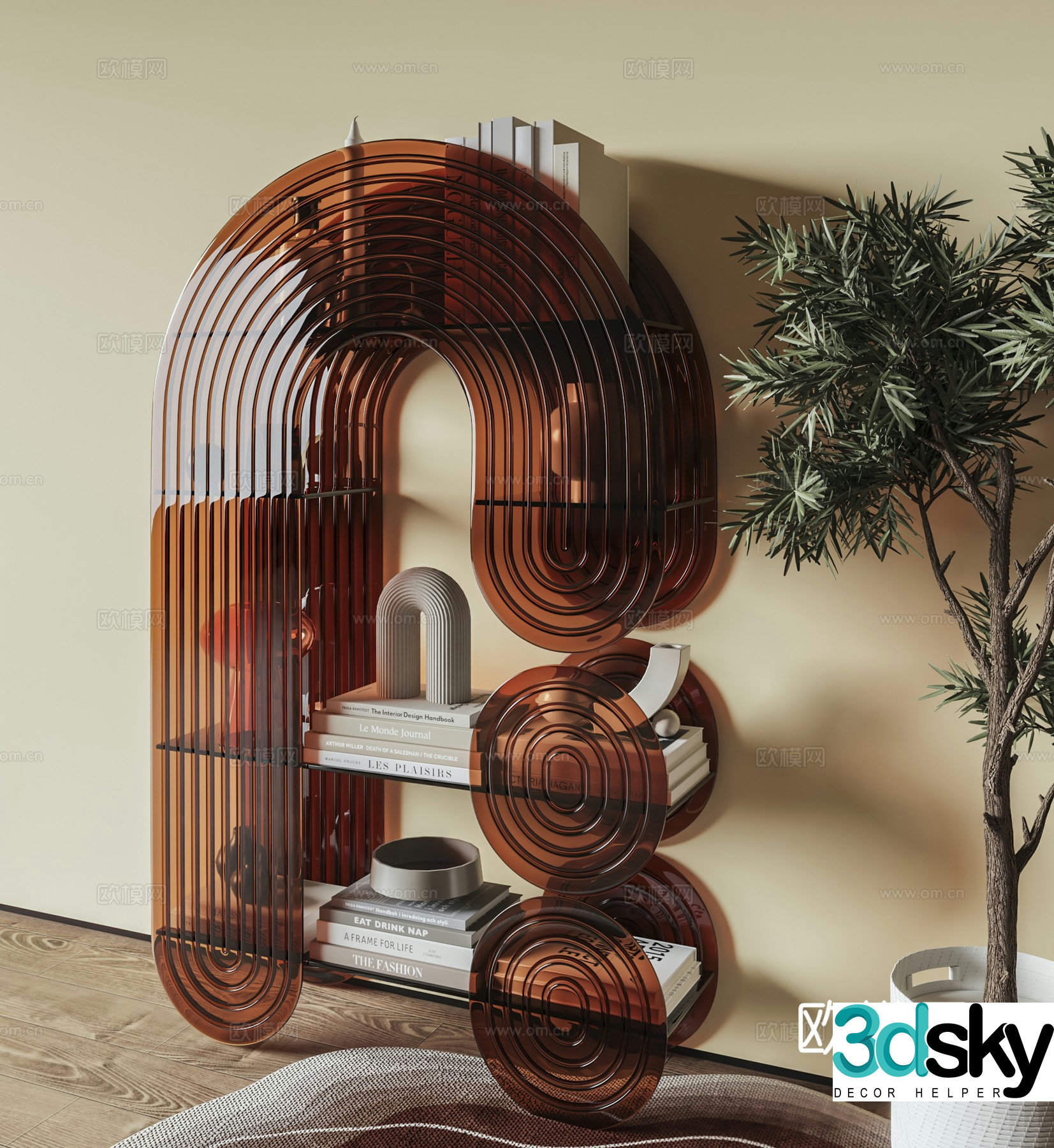 Modern acrylic bookcase 3d model