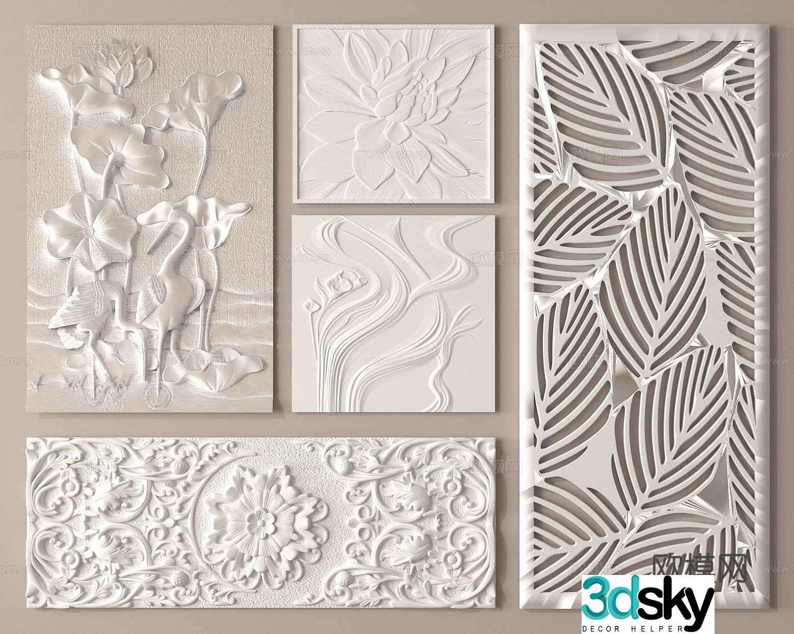 Gypsum relief carving wall carving 3d model