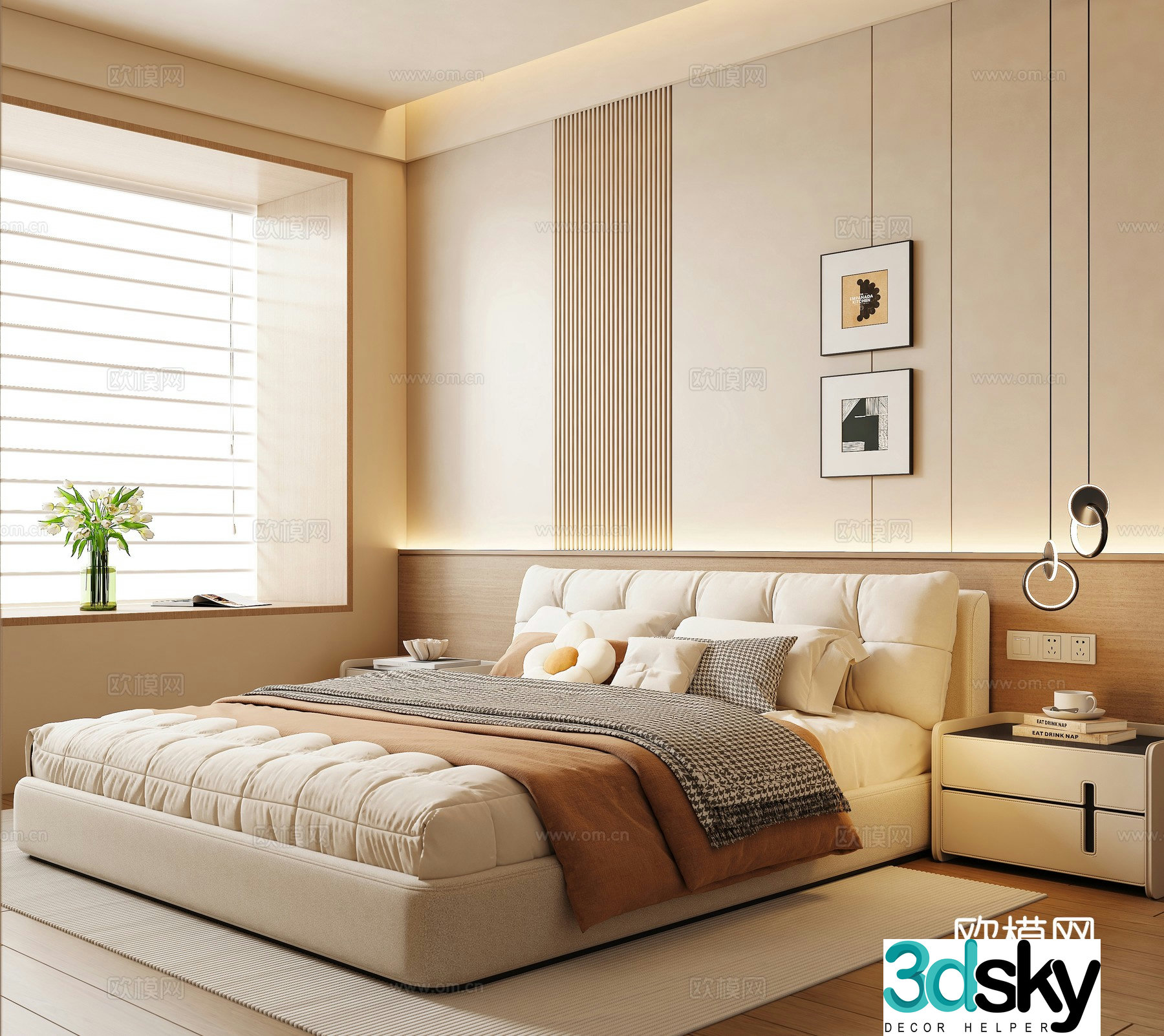 Cream style bedroom master bedroom 3d model