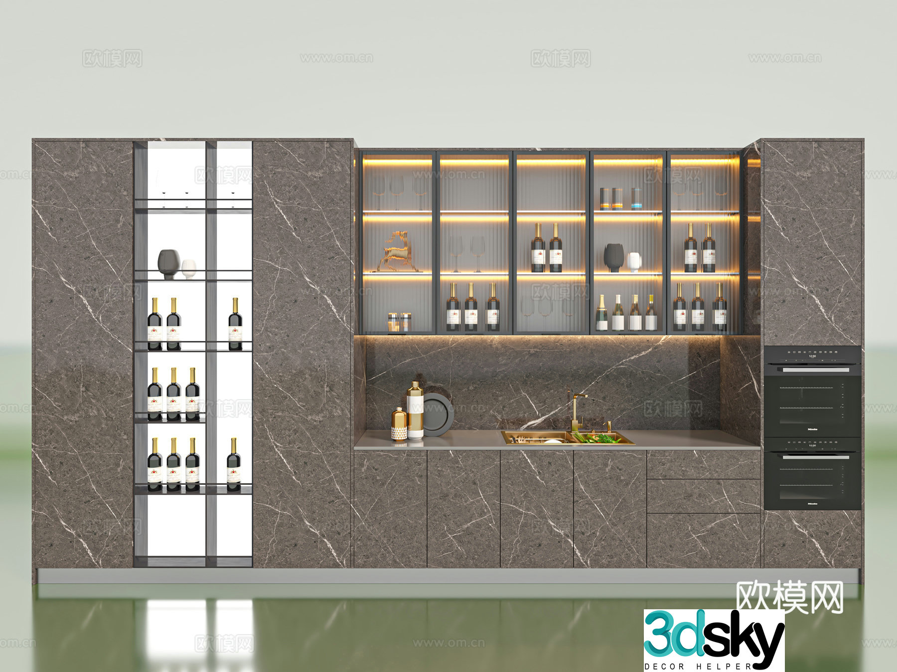 Modern wine cabinet sideboard 3D model