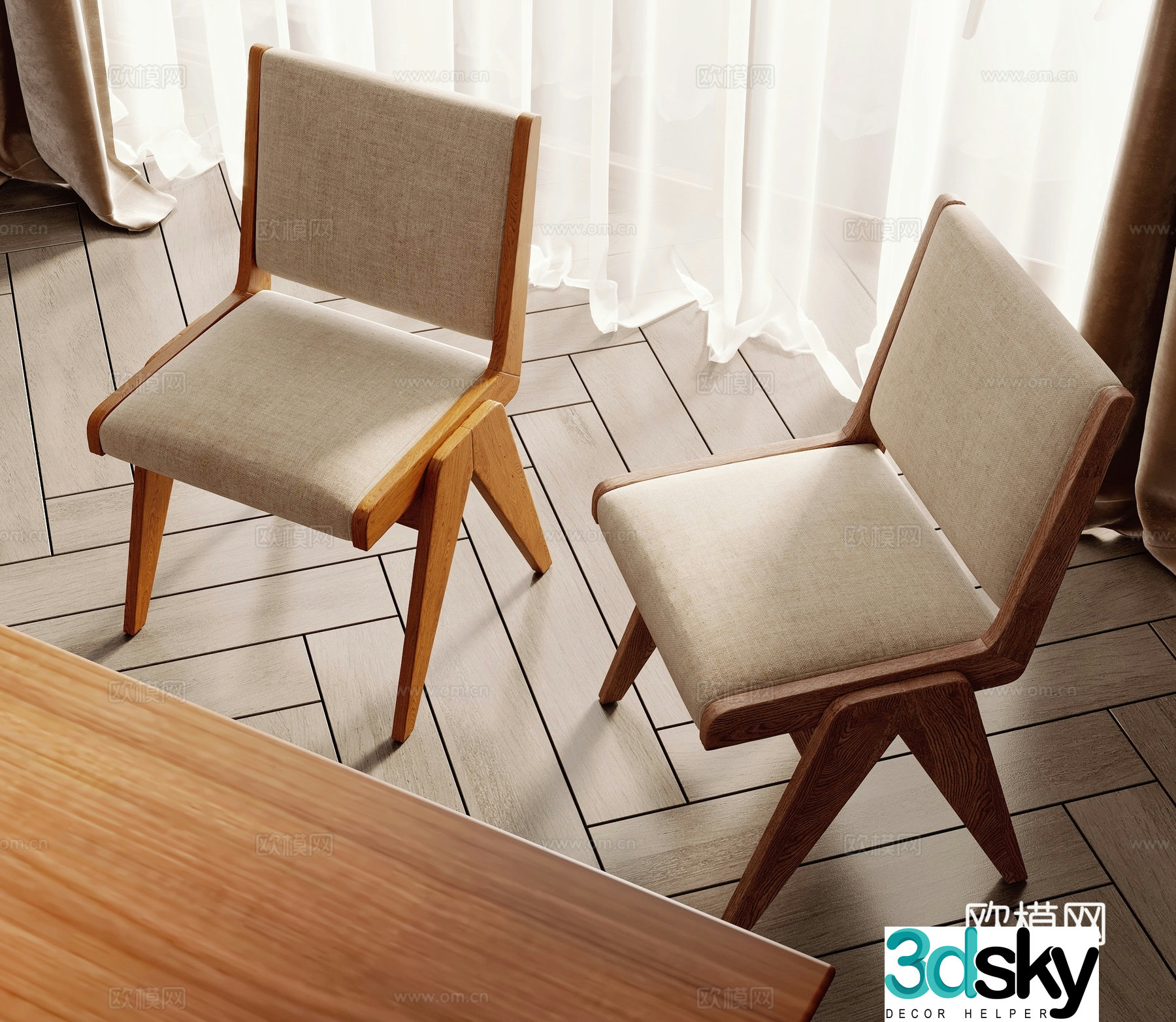 Wabi-sabi single chair dining chair 3d model