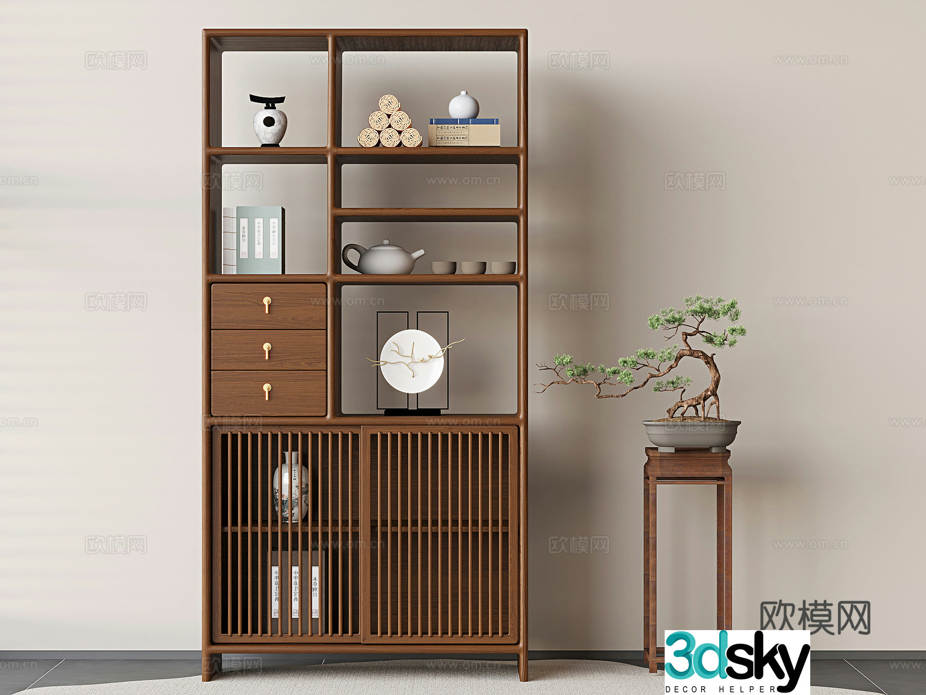 New Chinese style Bogu rack 3D model