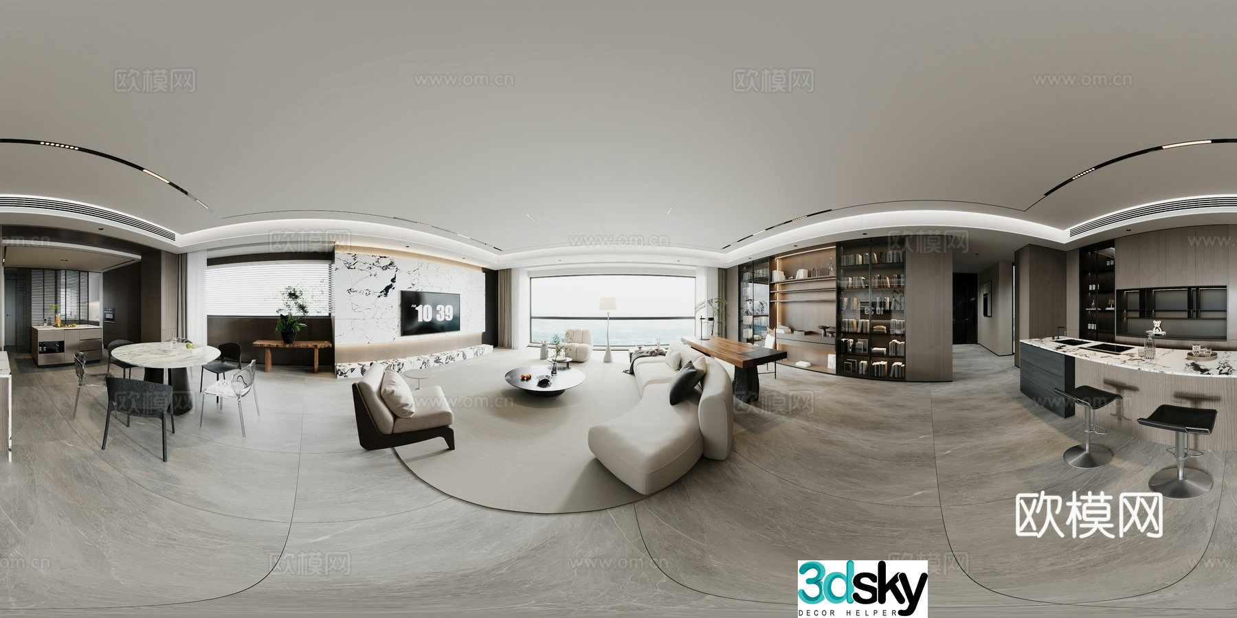 Modern guest restaurant cr panoramic 3d model