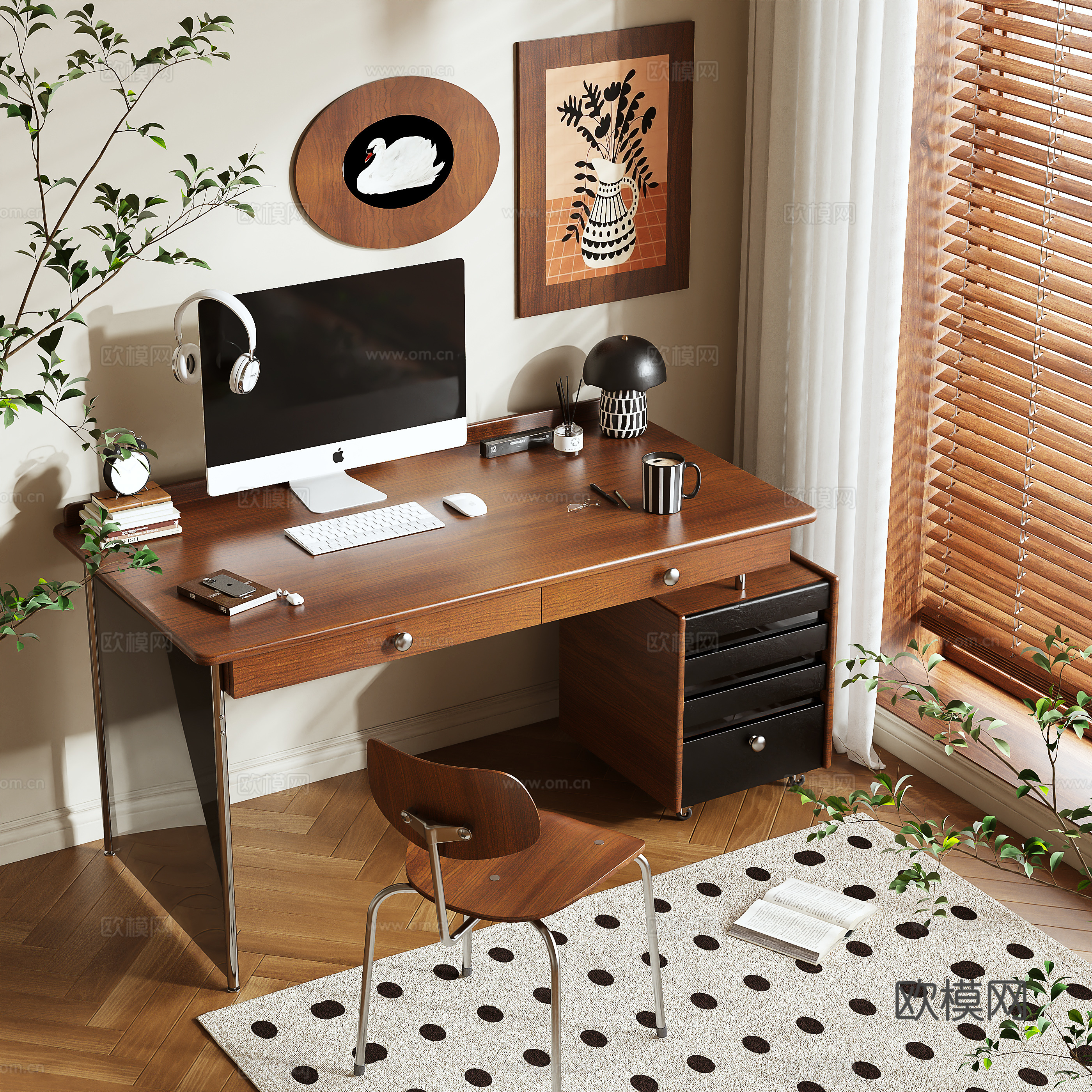 Medieval style writing desk desk 3d model