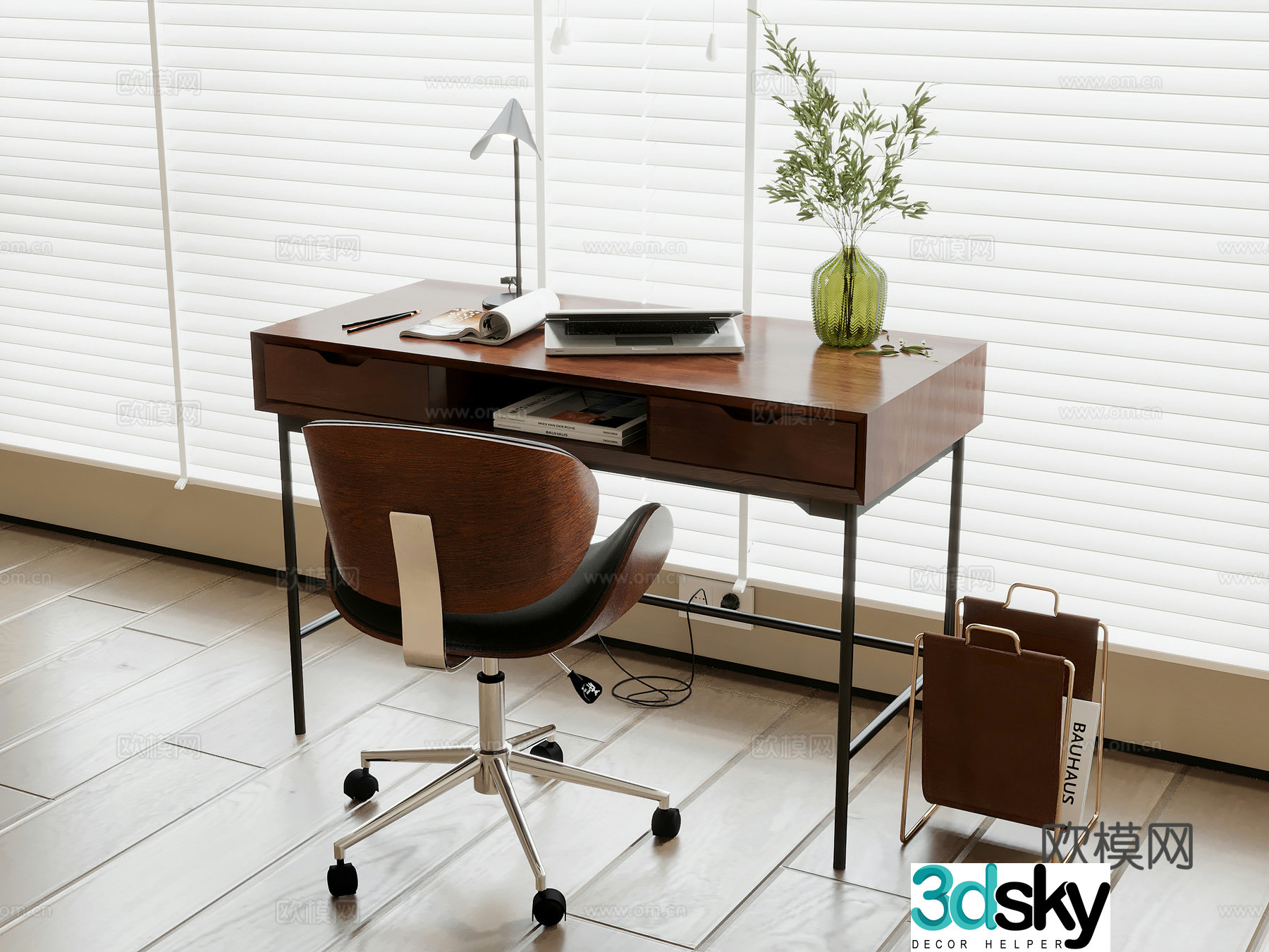 Medieval style desk and chair 3d model