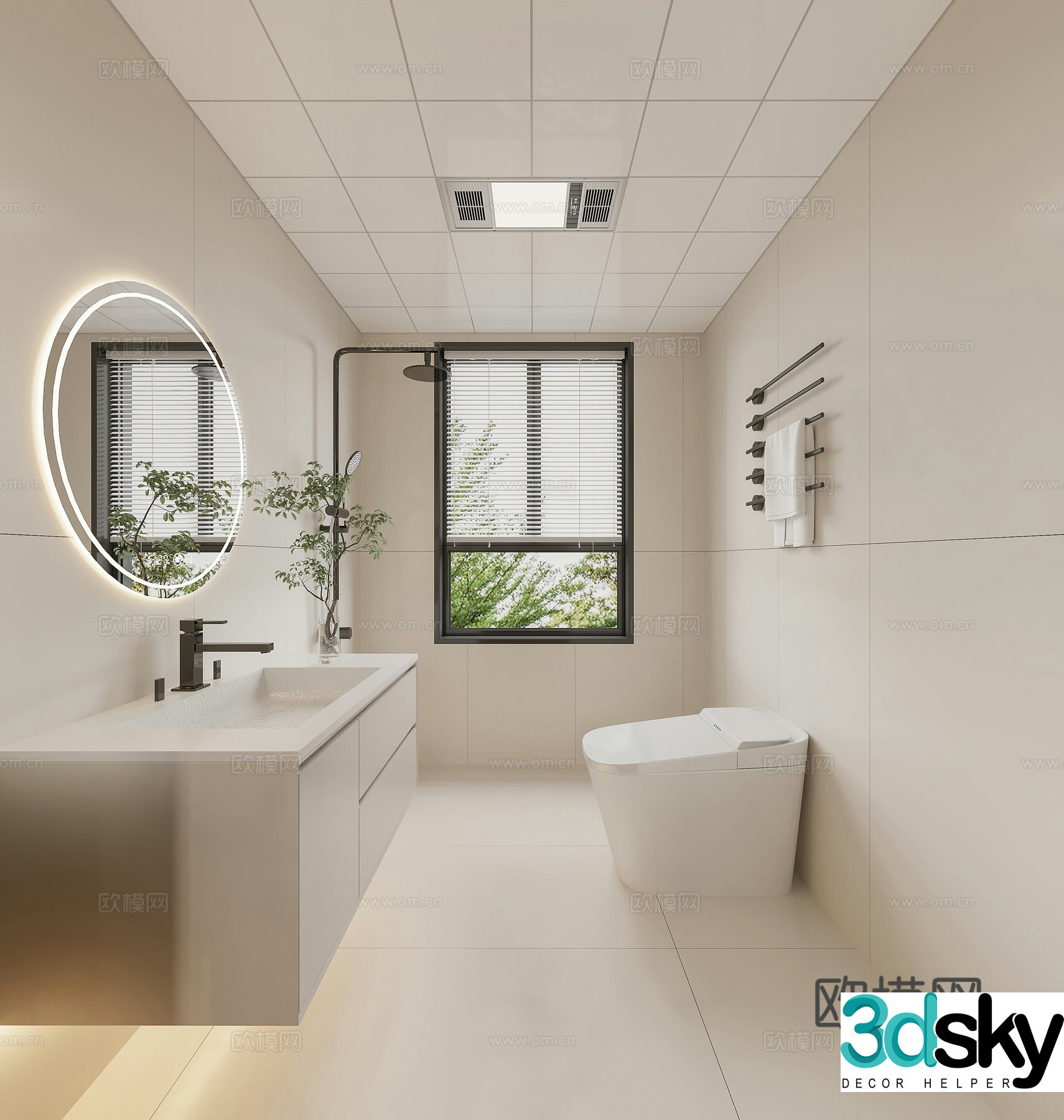 Cream style bathroom bathroom 3d model