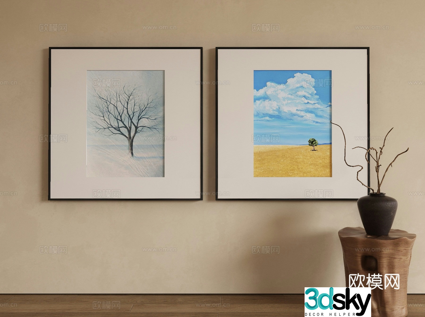 Modern landscape painting decorative painting 3d model