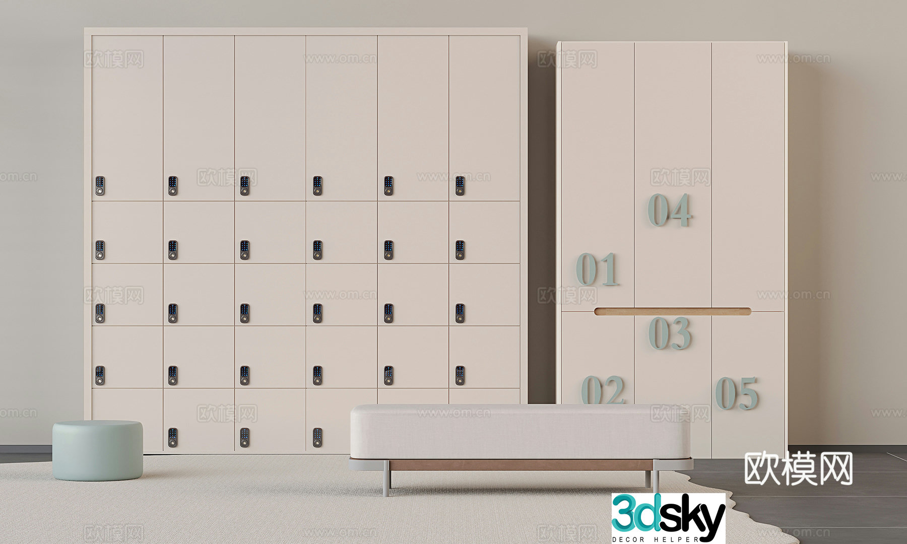 Solid wood shoe cabinet electronic smart shoe cabinet 3d model