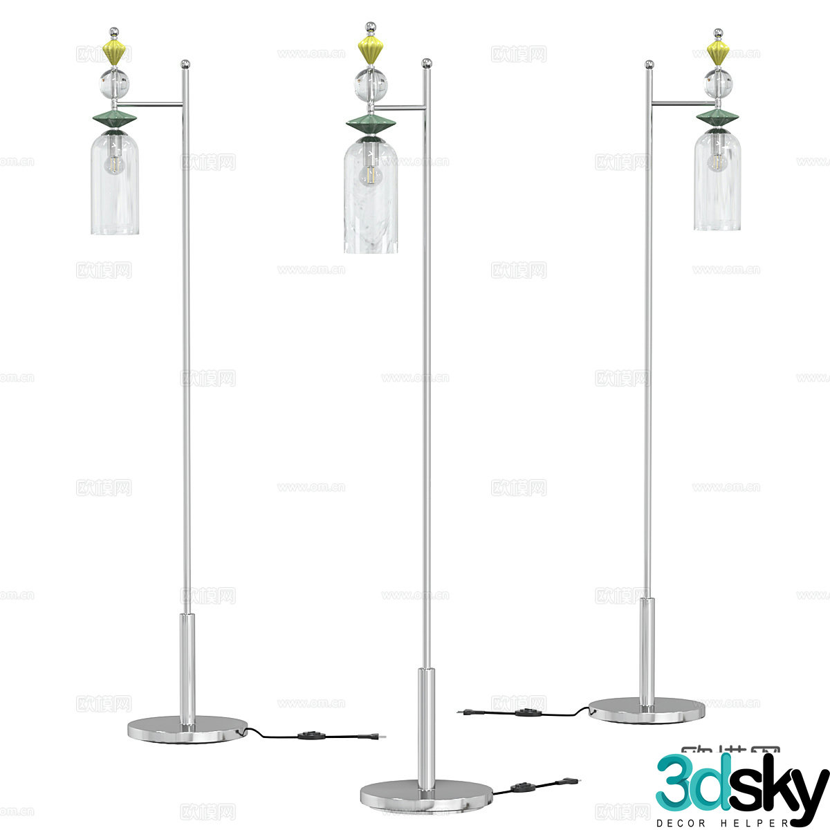 Modern glass floor lamp 3d model