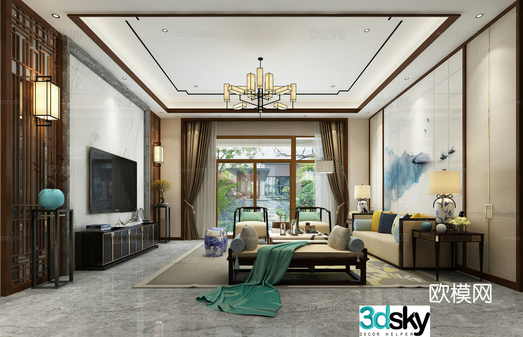 New Chinese style living room 3d model