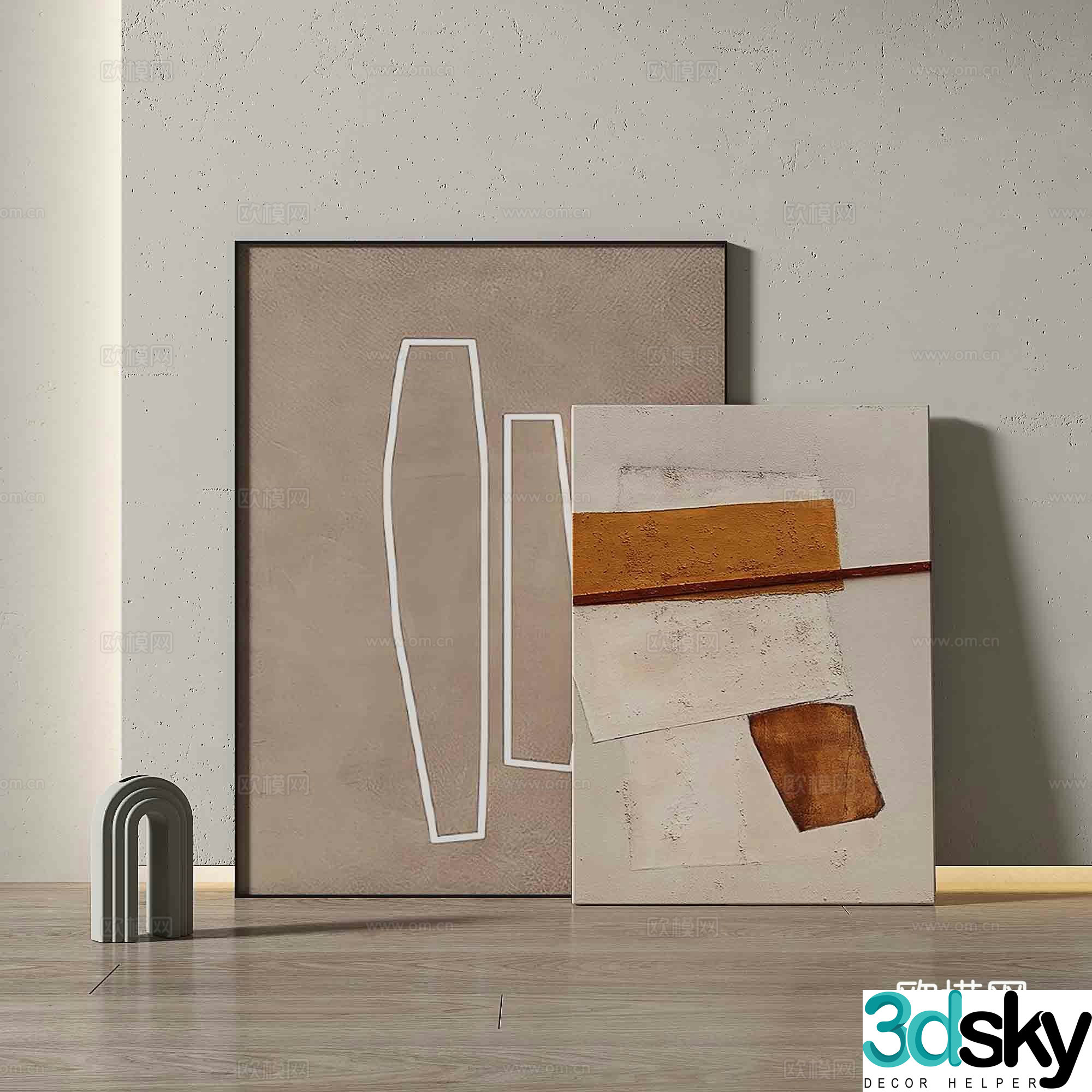 Modern texture painting decorative painting 3d model