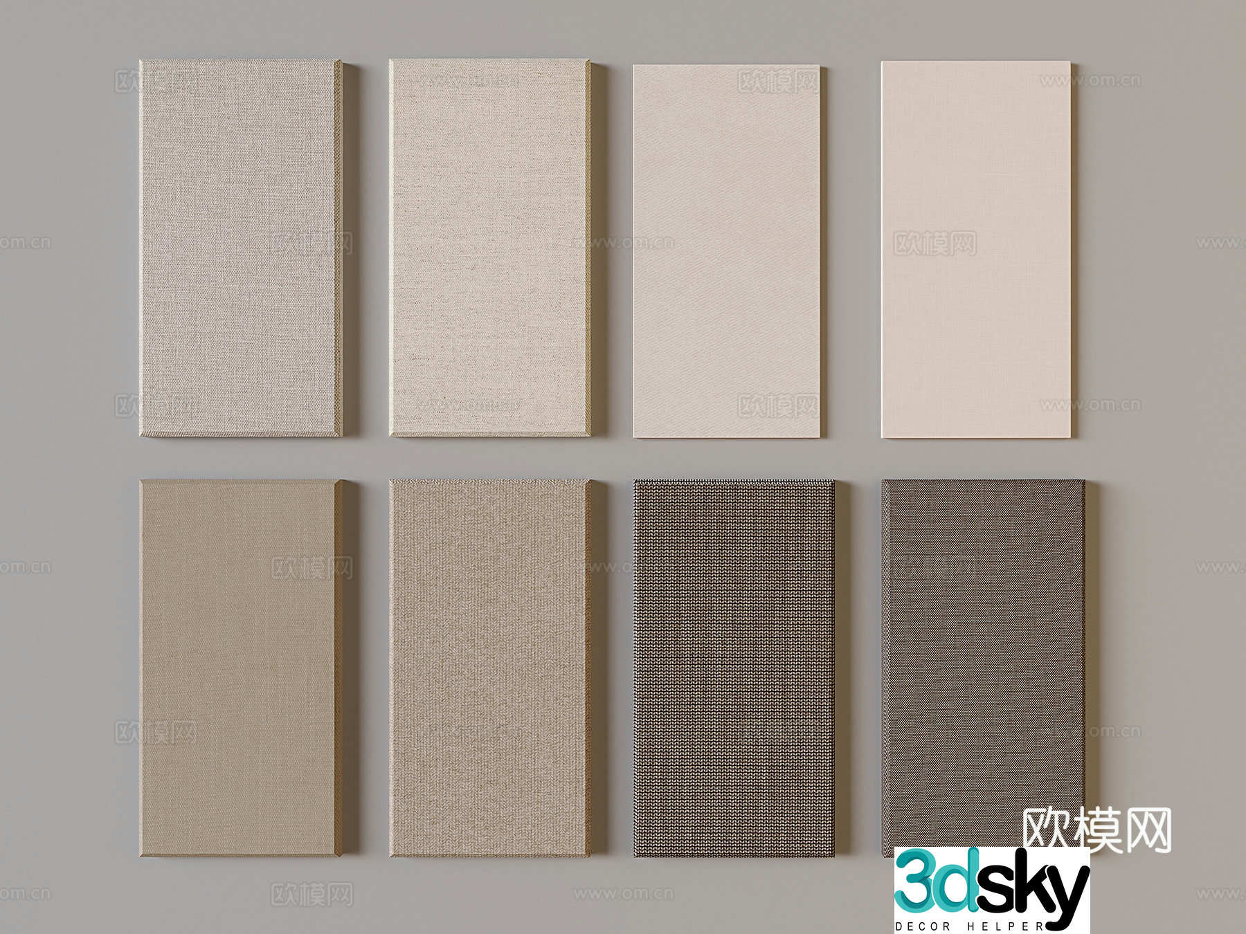 Modern cloth pattern wainscot background board cloth texture linen wall decoration board 3D model