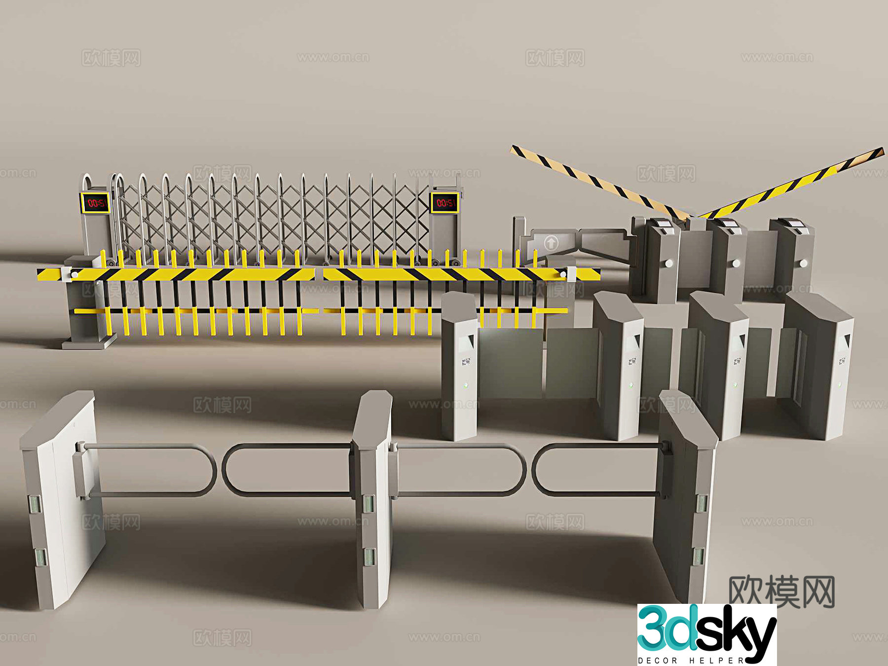 Gate security checkpoint automatic door 3d model