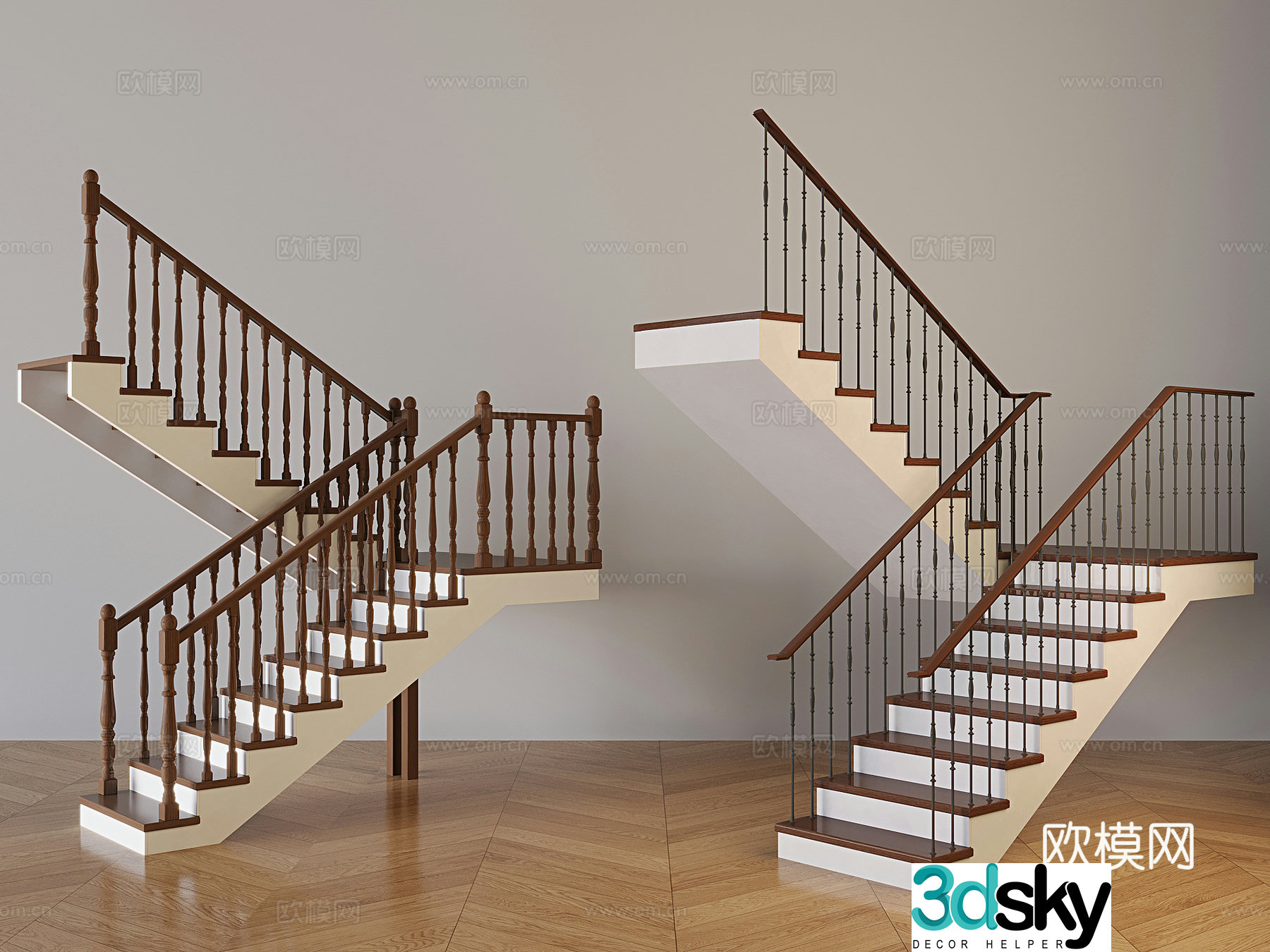 New Chinese style staircase escalator step 3D model