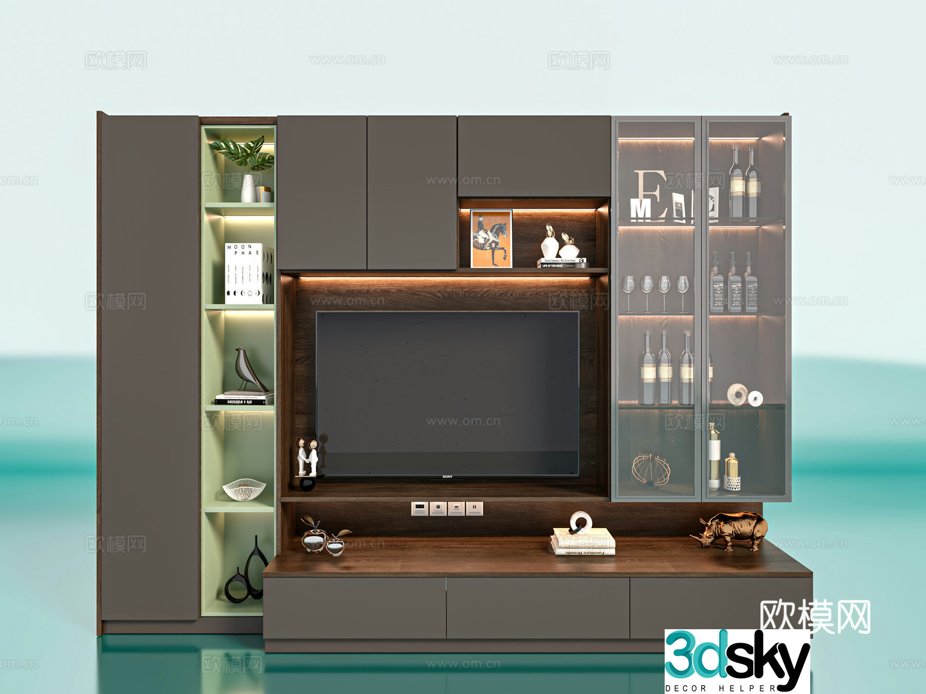 TV cabinet background wall 3d model