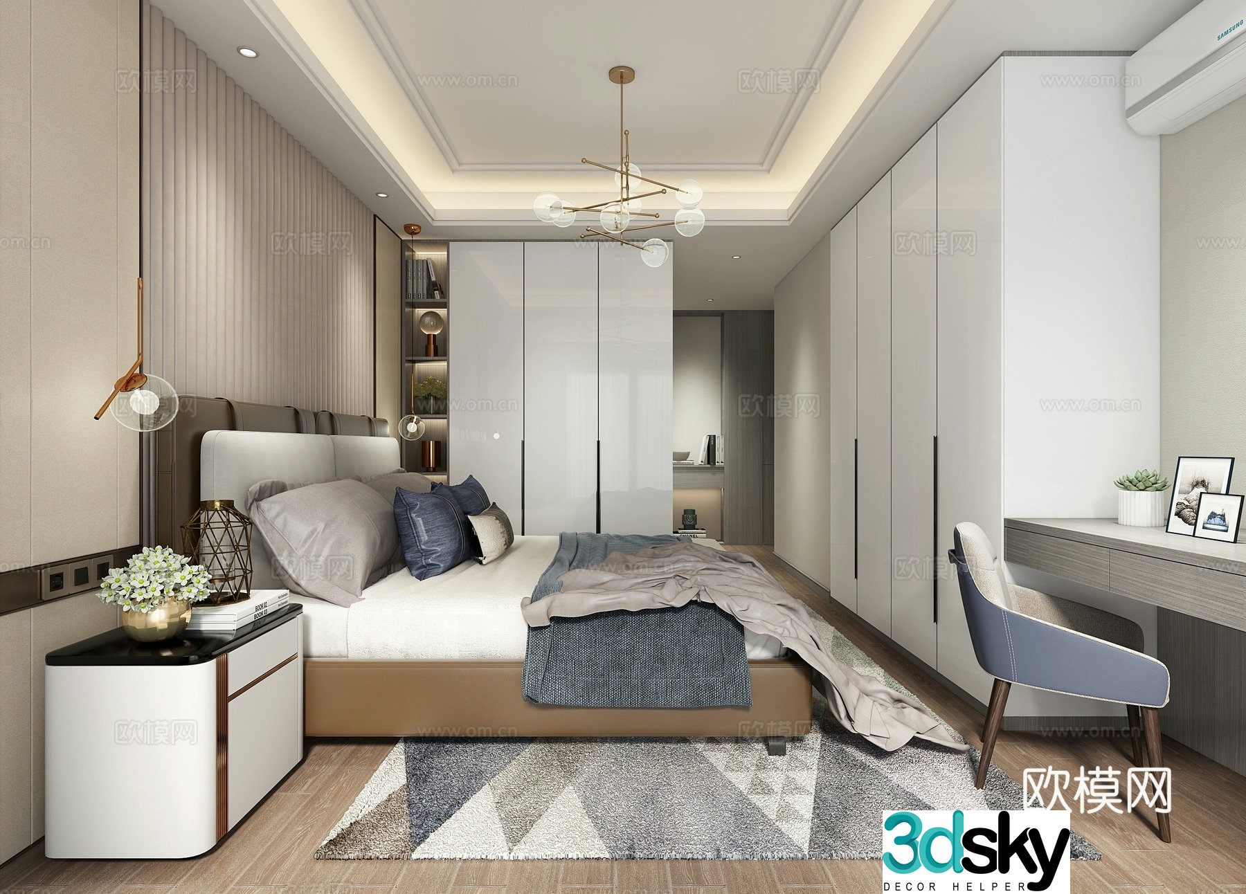 Modern bedroom master bedroom 3d model