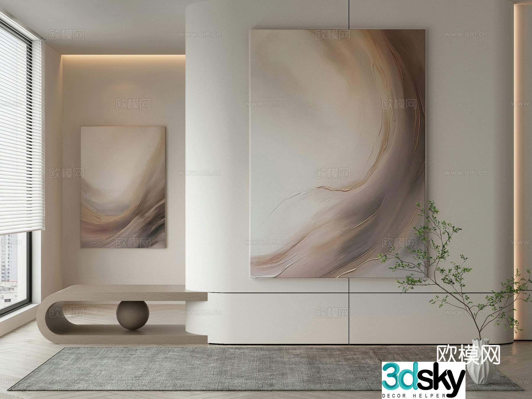 Modern texture painting decorative painting 3d model