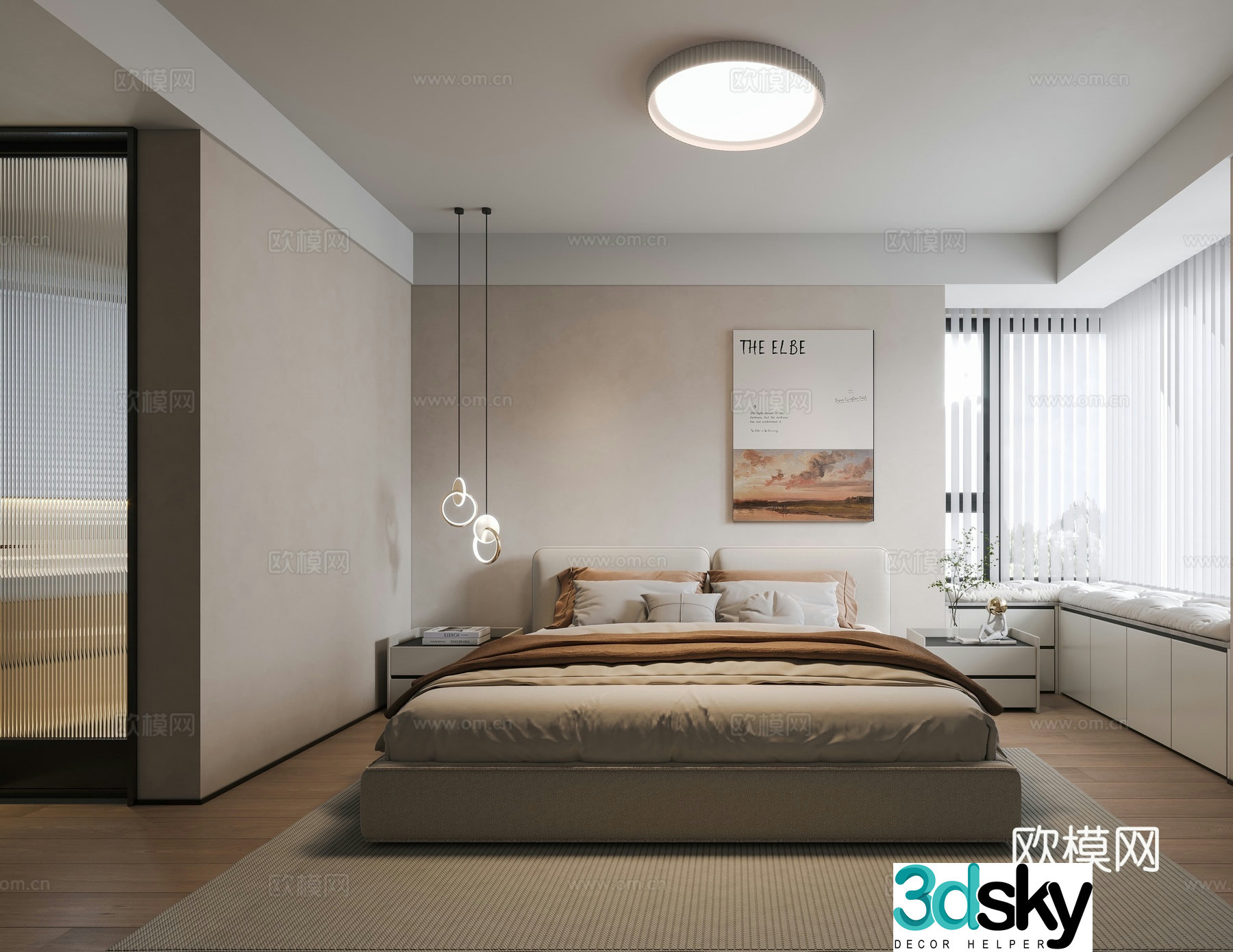 Modern bedroom master bedroom 3d model