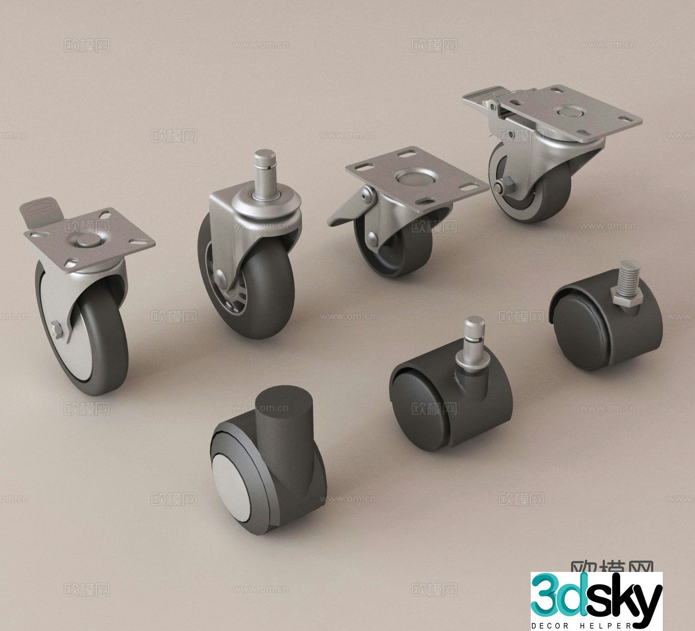 wheel pulley roller swivel wheel 3d model
