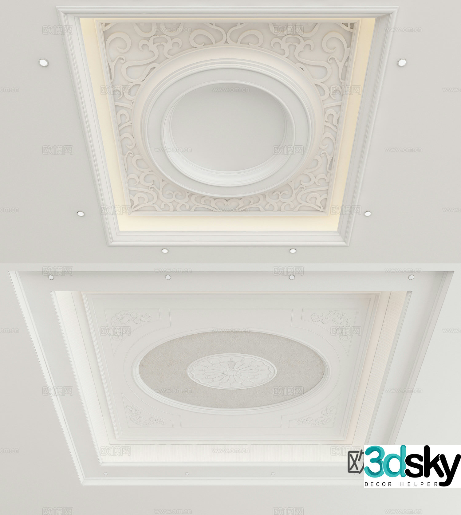 European style ceiling carved ceiling 3d model