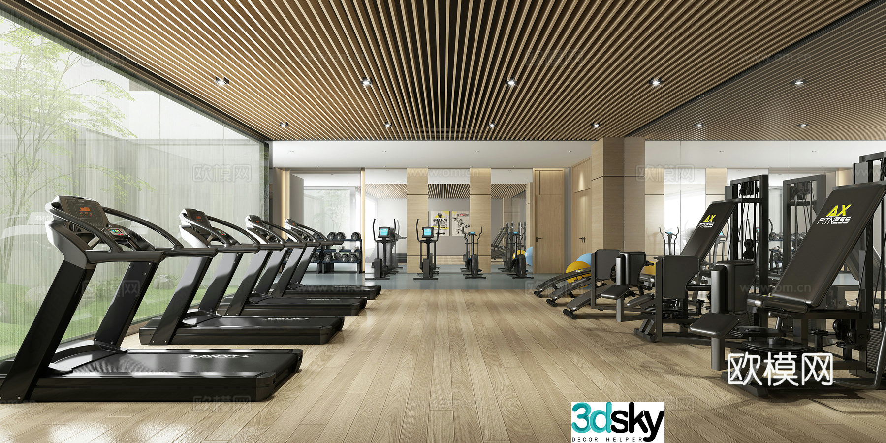 Modern gym rest area 3d model